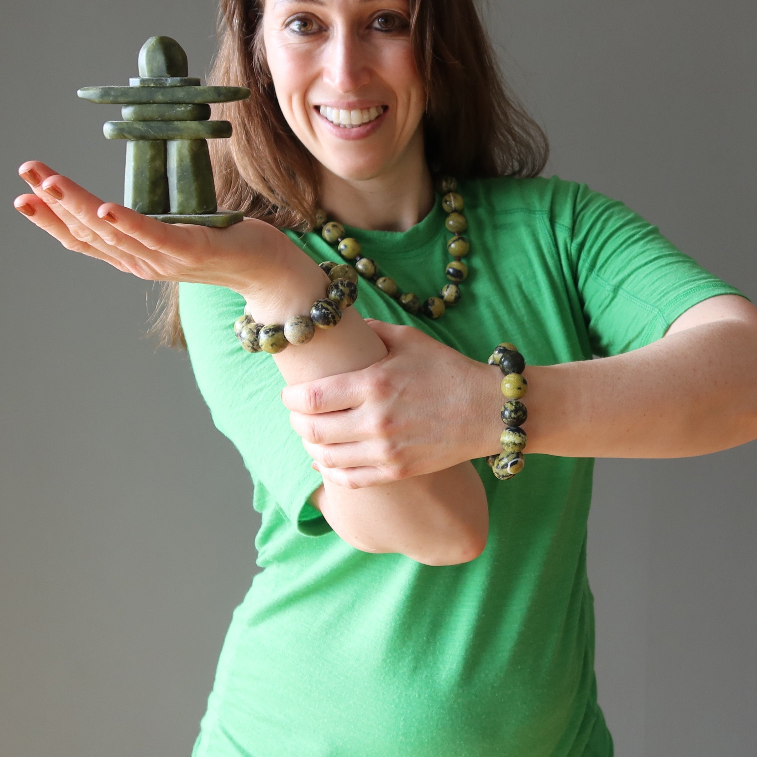 Serpentine Bracelet Spring Green Kundalini Stone