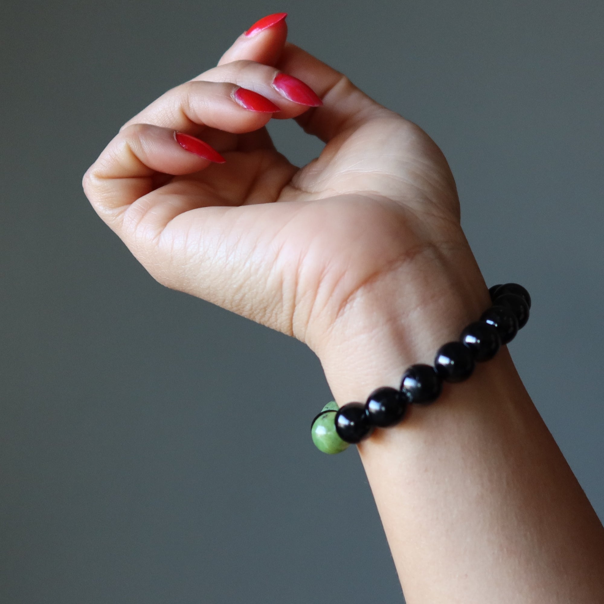 Serpentine Bracelet Black Obsidian Protective Wellness