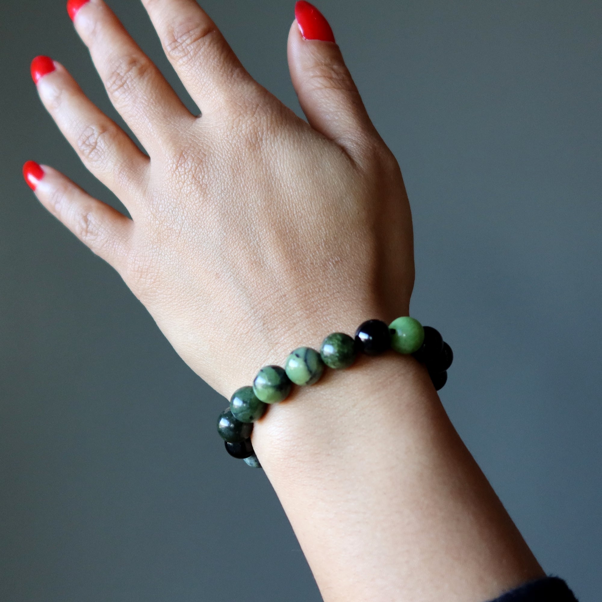 Serpentine Bracelet Black Obsidian Protective Wellness