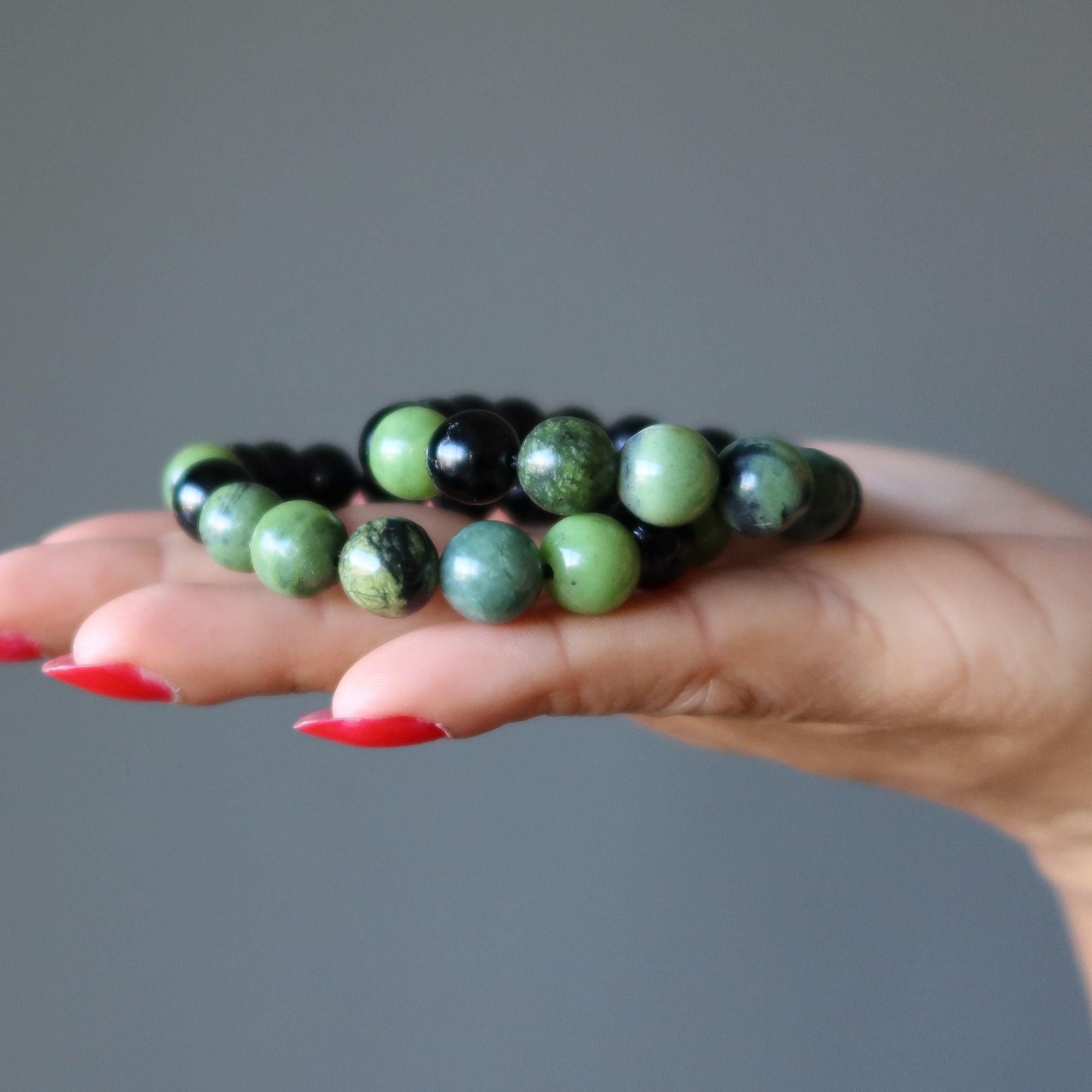 Serpentine Bracelet Black Obsidian Protective Wellness