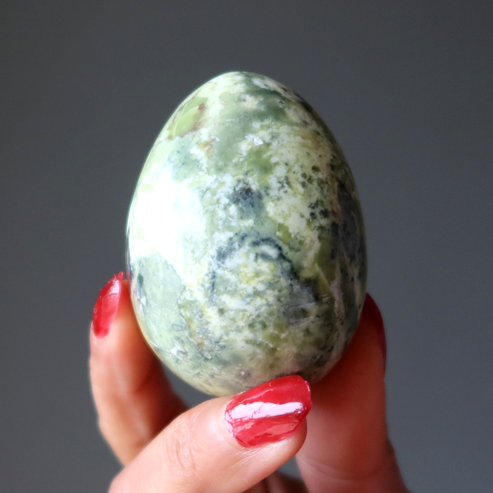 Serpentine Egg Green Kundalini Rising Meditation Crystal