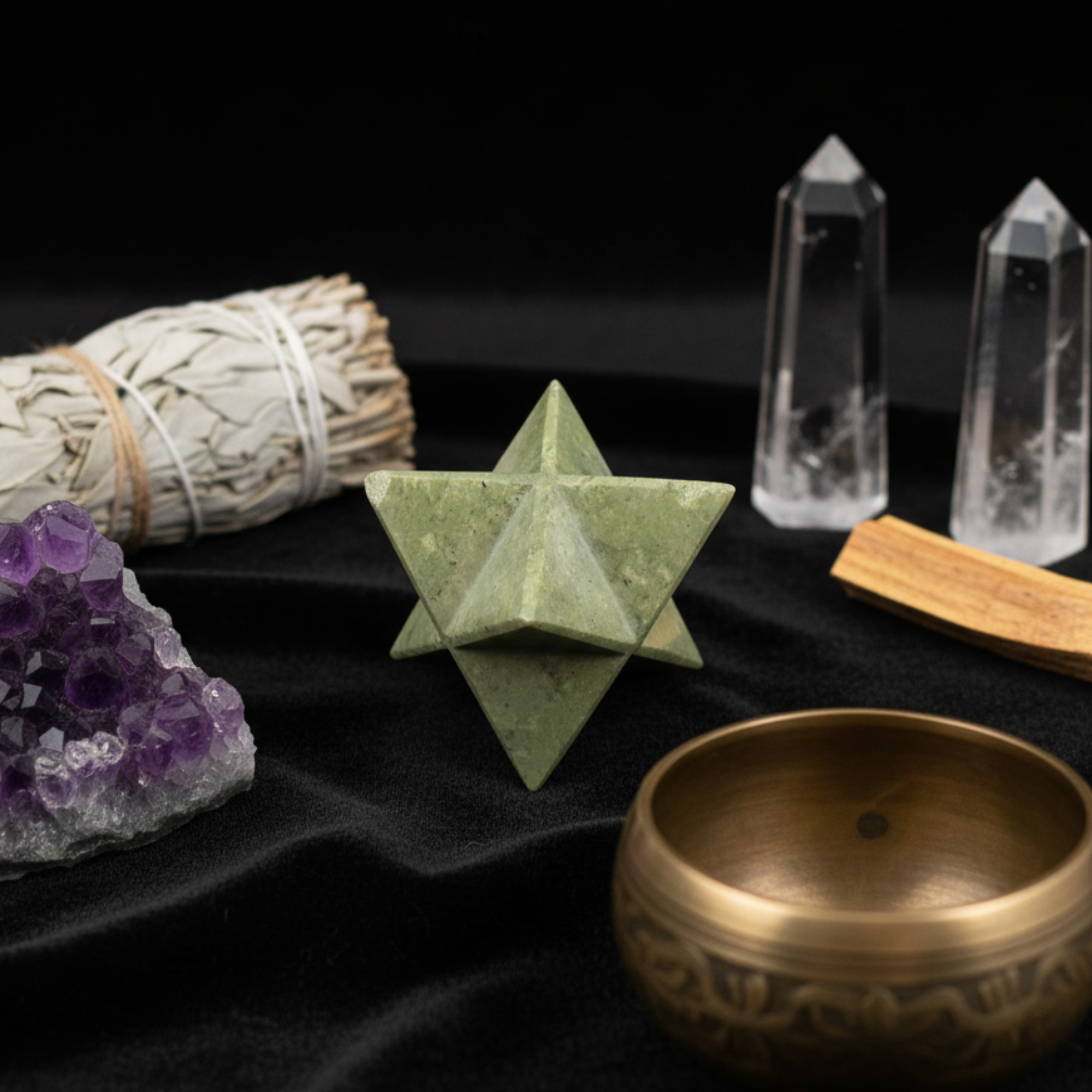 Serpentine Merkaba Holy Green Star Stone Wounded Warrior