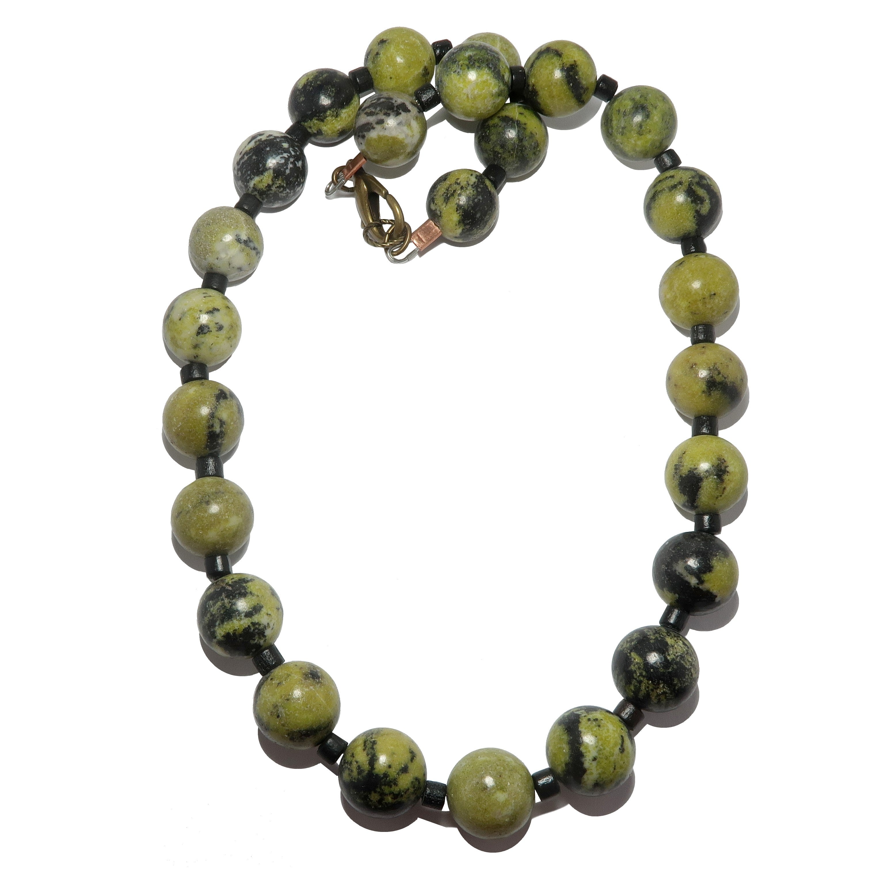 Serpentine Necklace Daring Big Green Gems