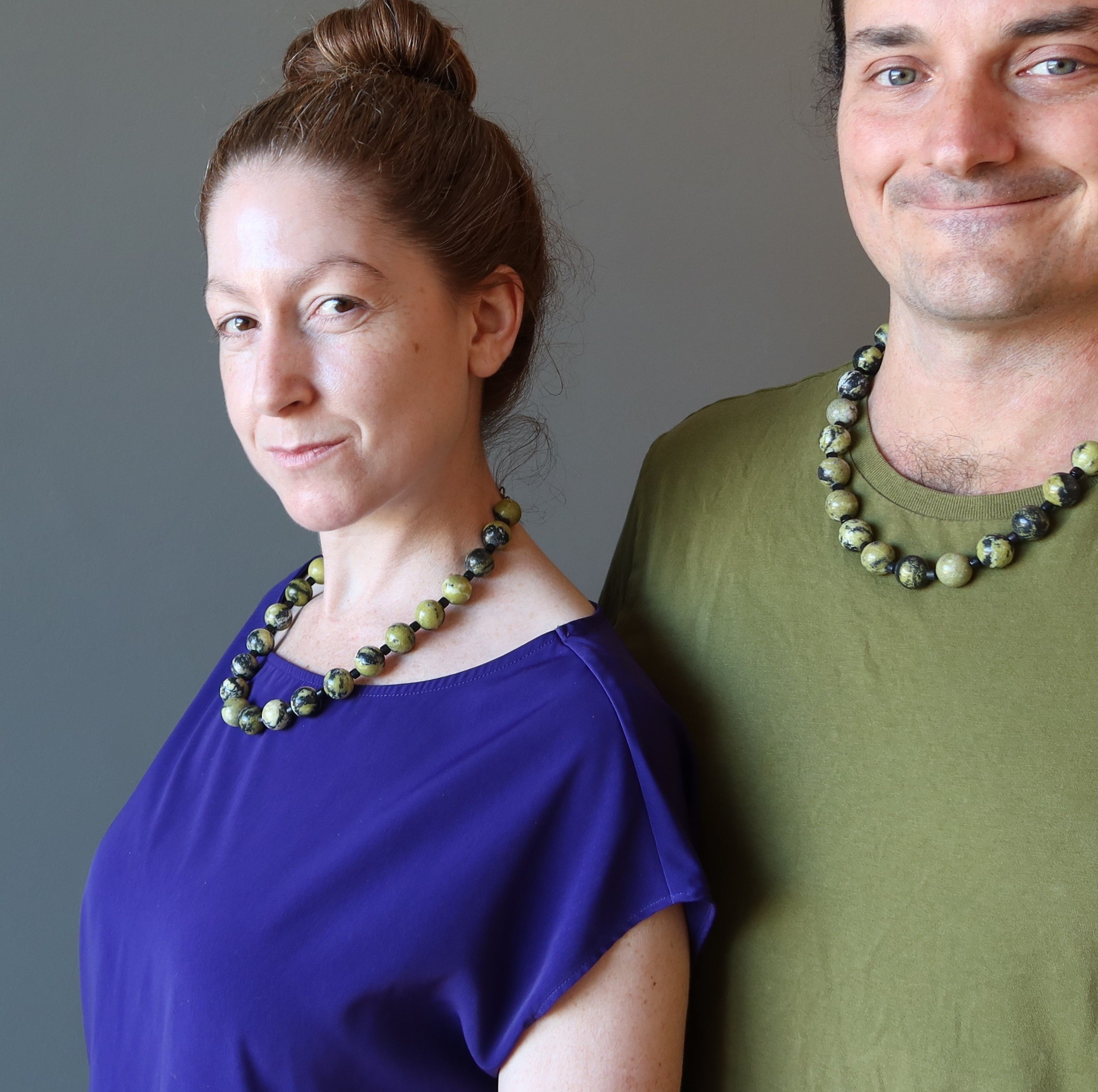 Serpentine Necklace Daring Big Green Gems