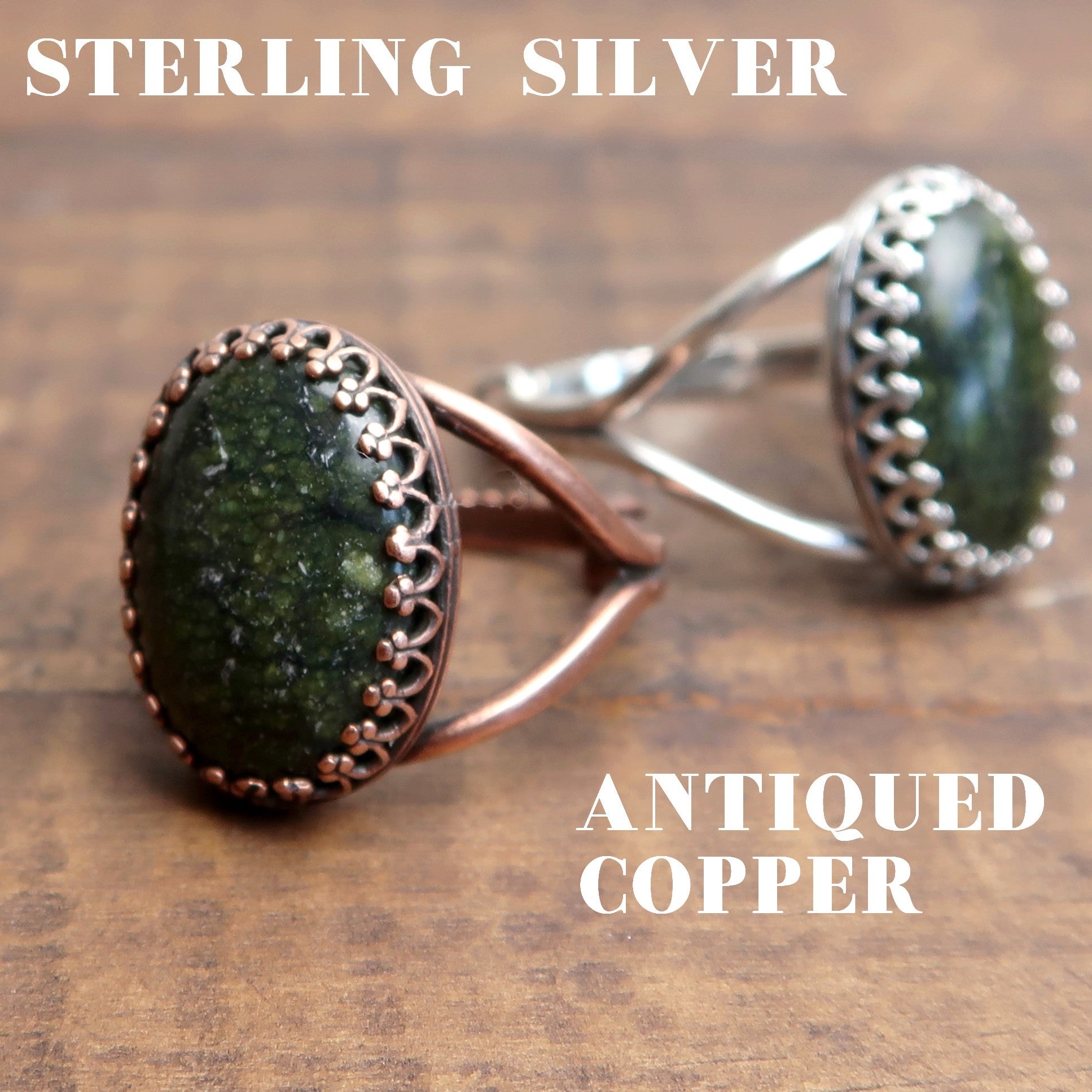 Serpentine Ring Kundalini Stone Copper Adjustable