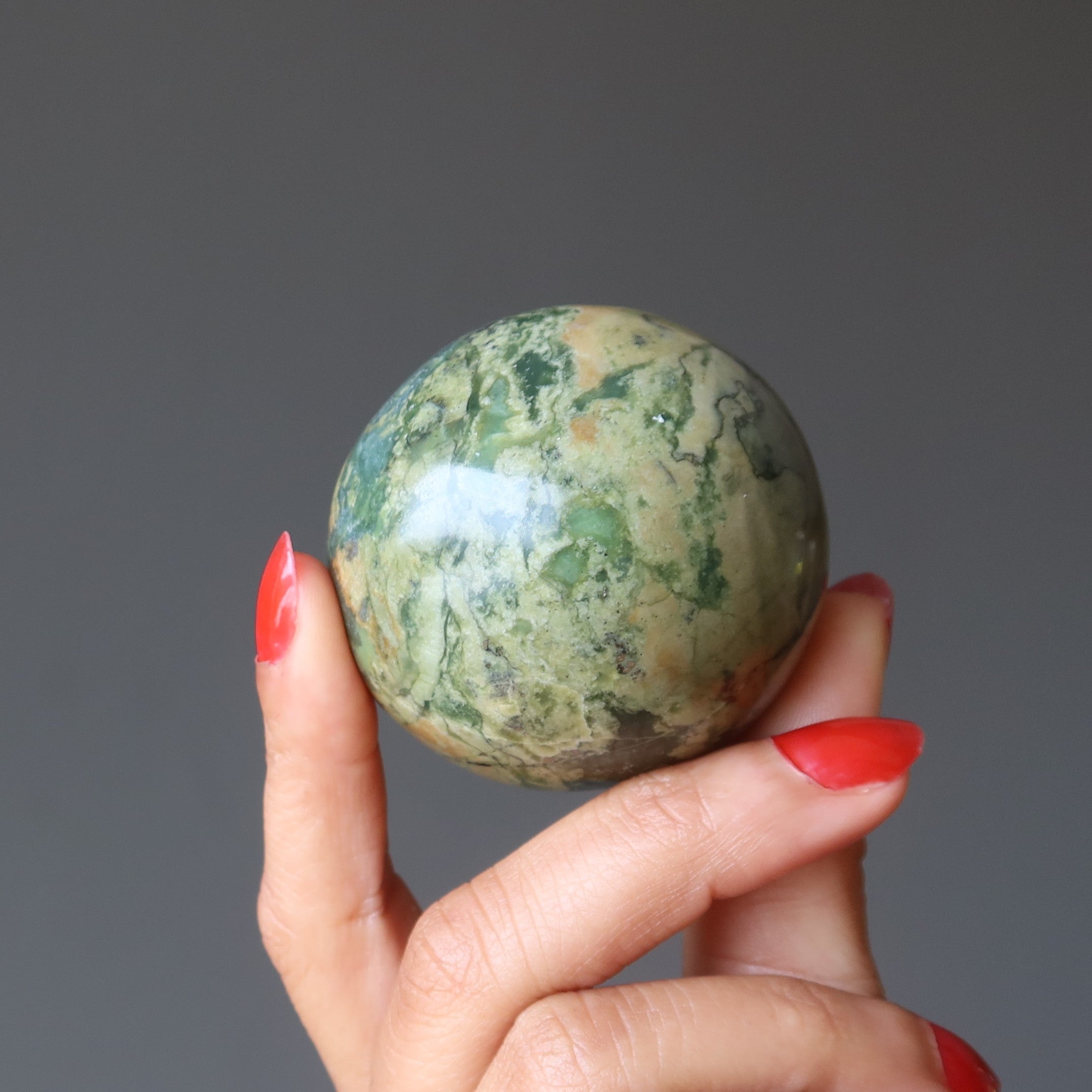 Serpentine Sphere Wild Vivid Green Past Life Crystal Ball