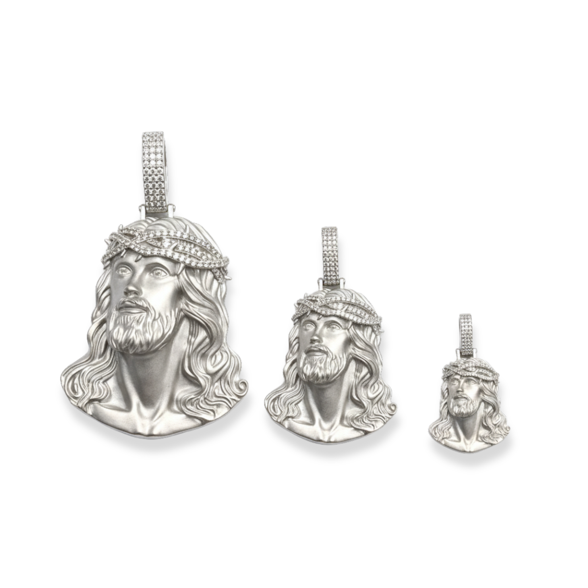 Moissanite Jesus Piece Pendant Solid 925 Sterling Silver Matte Finish