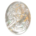Mother of Pearl Shell Grid Crystal Cameo Iridescent White Oval