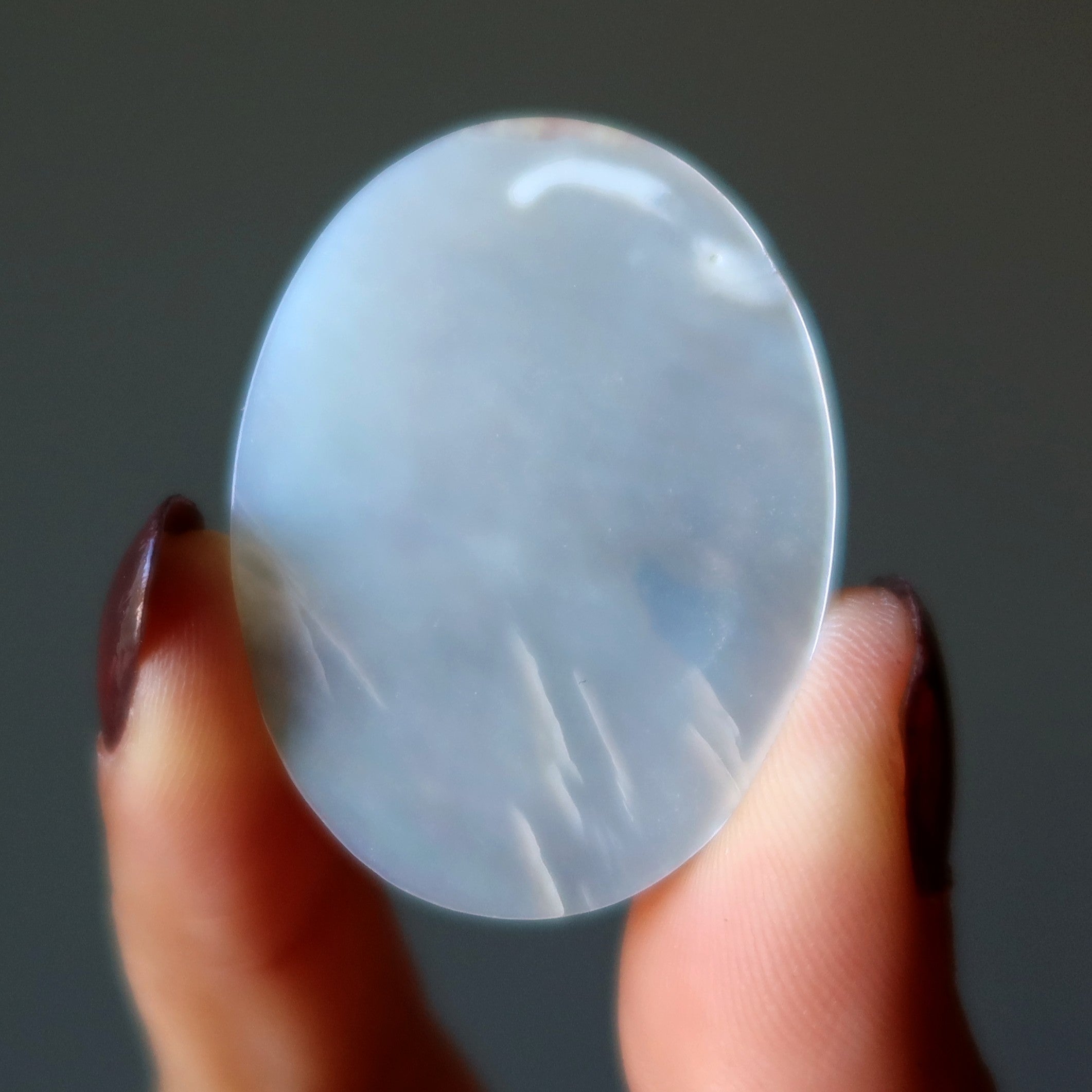Mother of Pearl Shell Grid Crystal Cameo Iridescent White Oval