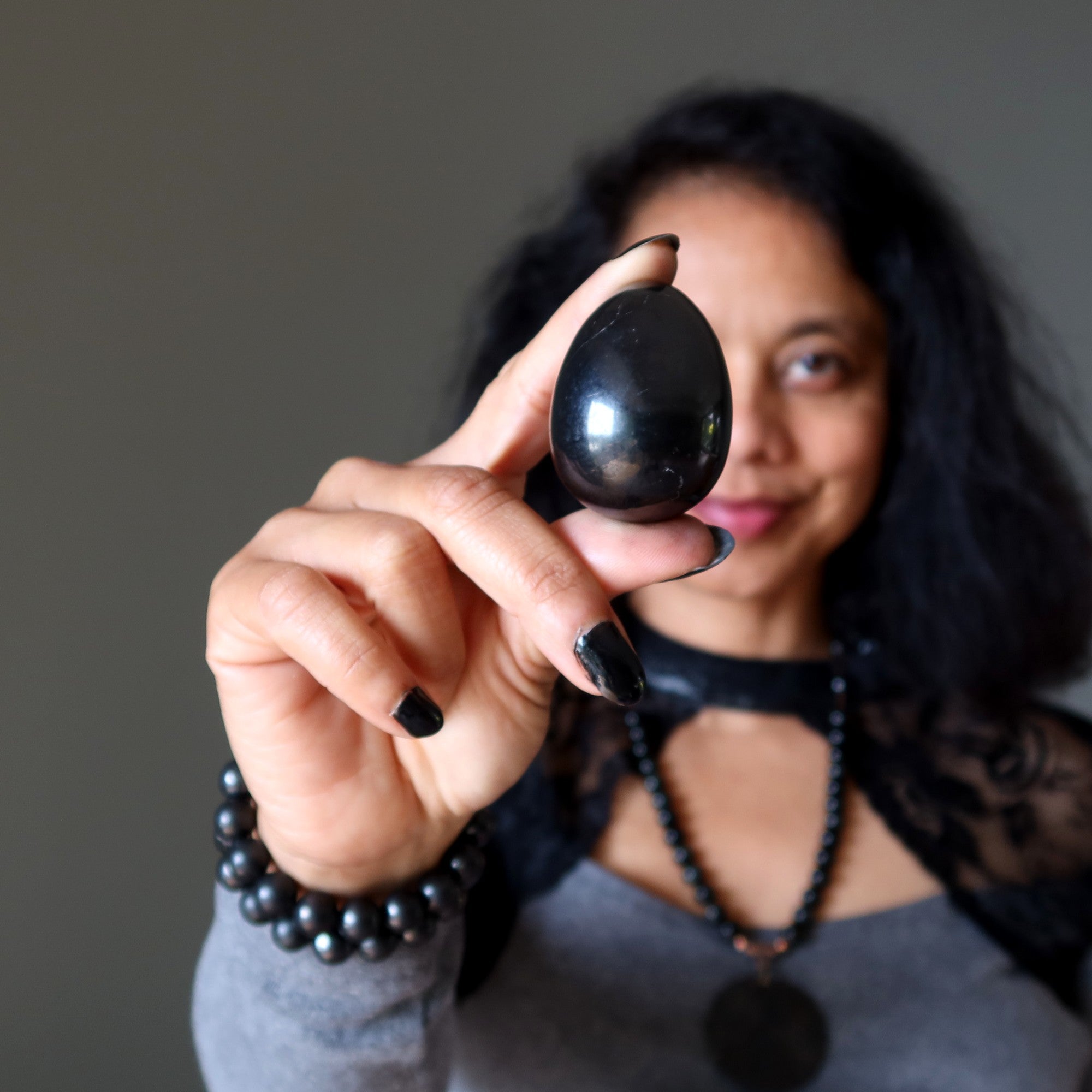 Shungite Egg Evil Eye Protection Energy Home and Office Stone