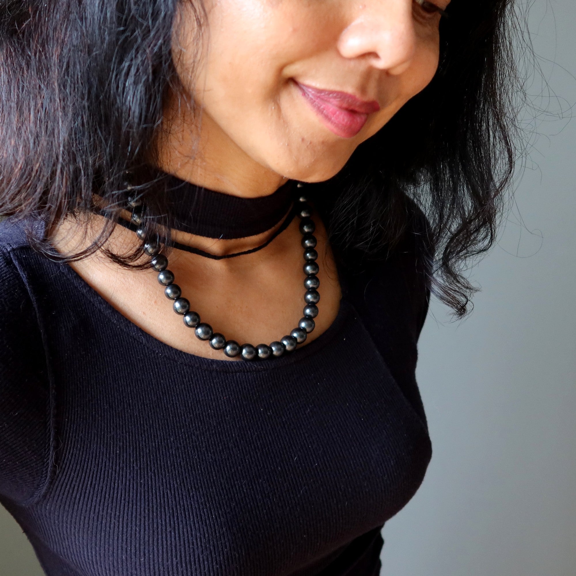 Collier en shungite - Perles de protection en pierre