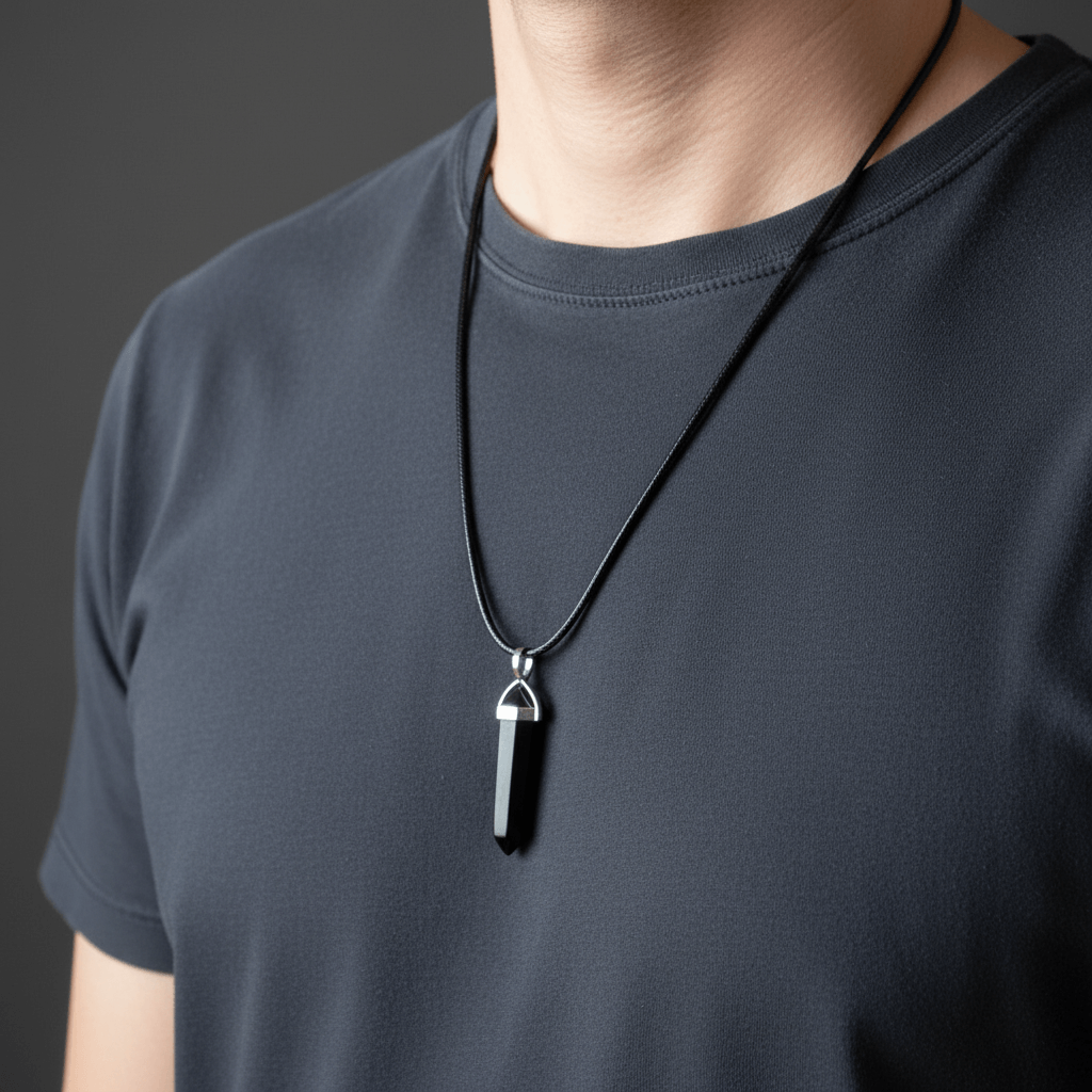 Pendentif Shungite Pointe Mon Gardien Personnel Argent