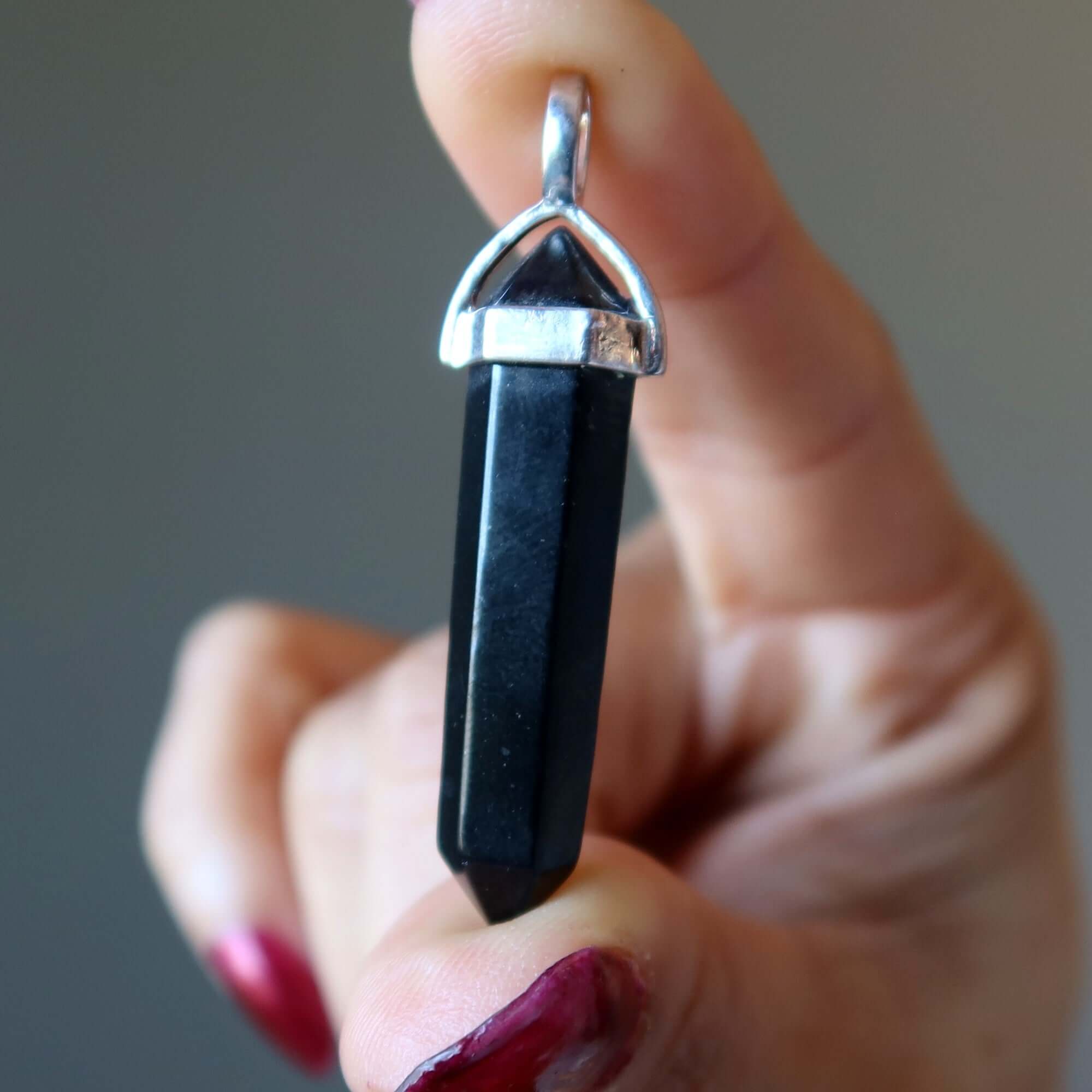 Pendentif Shungite Pointe Mon Gardien Personnel Argent