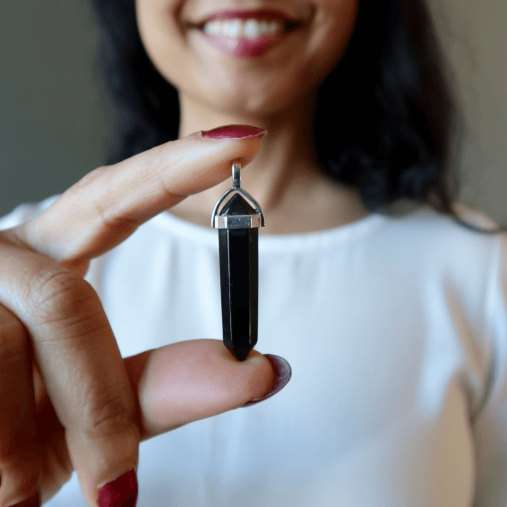 Pendentif Shungite Pointe Mon Gardien Personnel Argent