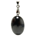 Shungite Pendant Energy Protection Egg-Shaped Stone on Silver