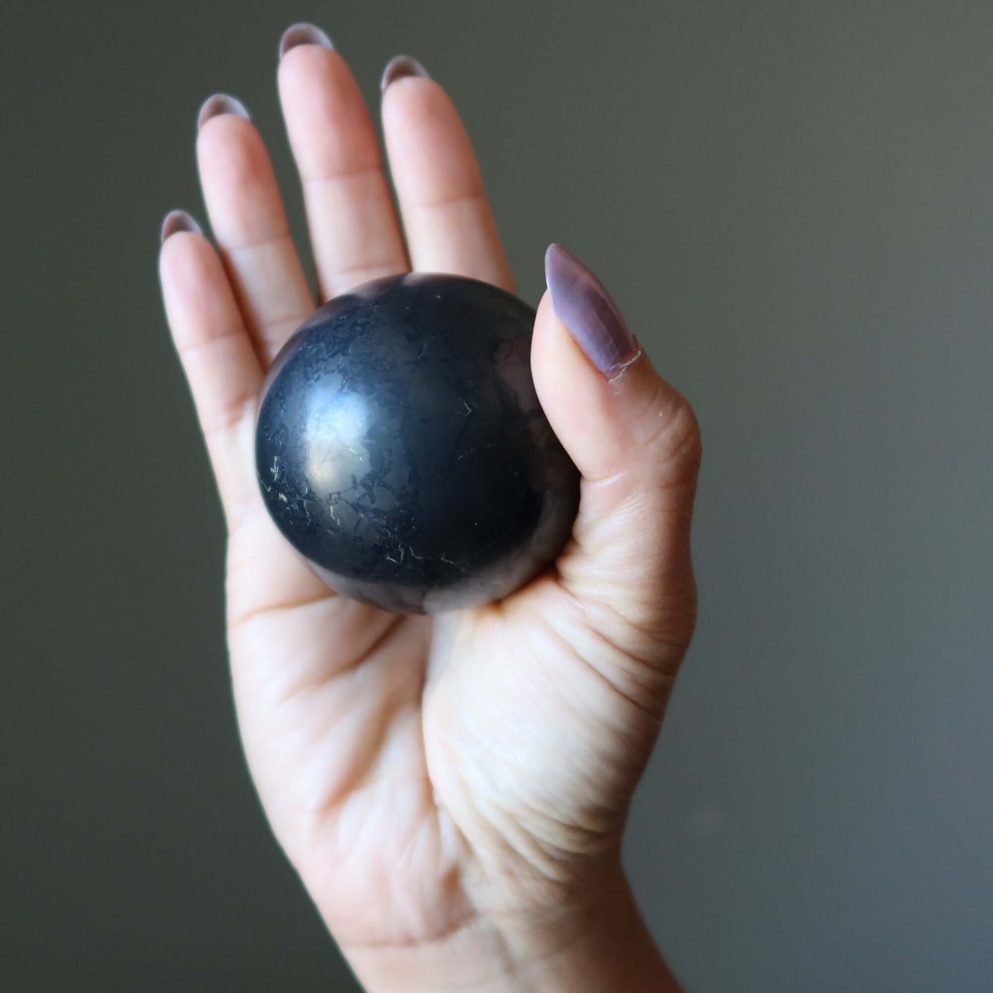 Shungite Sphere Energy Protection Crackle Crystal Ball