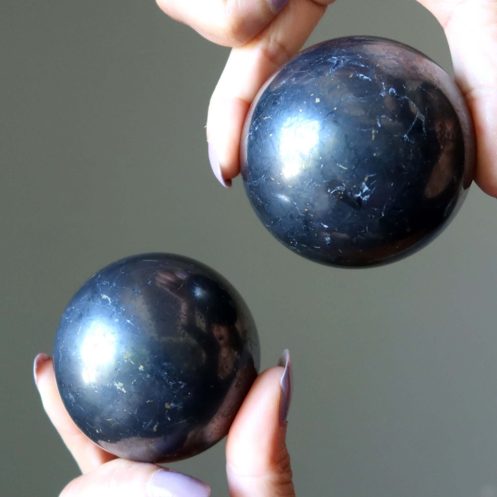 Shungite Sphere Energy Protection Crackle Crystal Ball