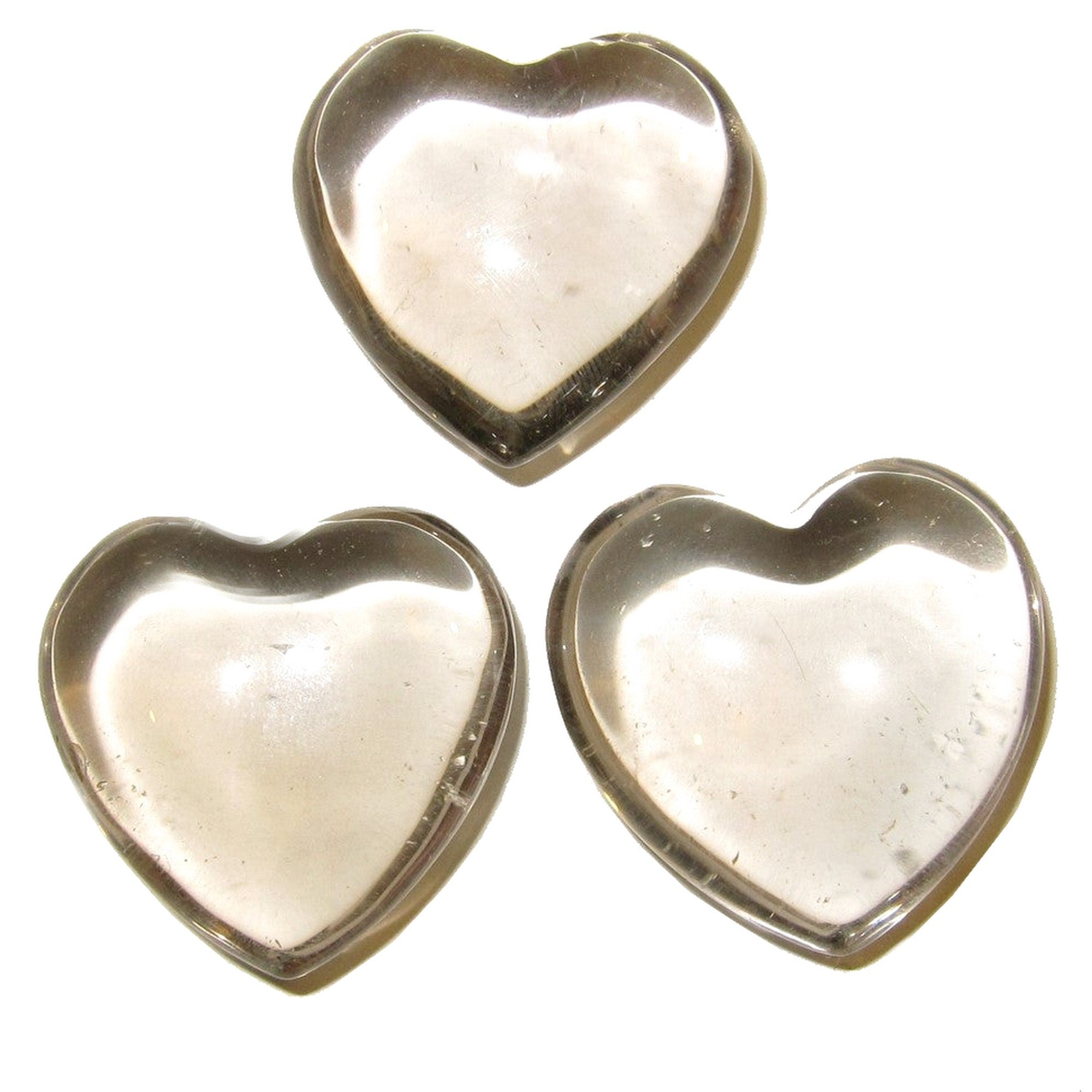 Smoky Quartz Heart Crisp Clear Love Stone Set