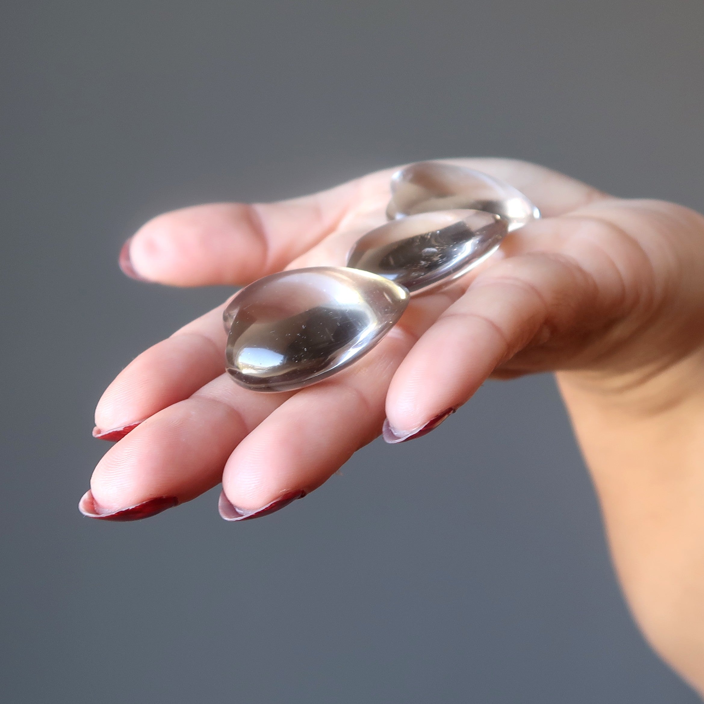 Smoky Quartz Heart Crisp Clear Love Stone Set