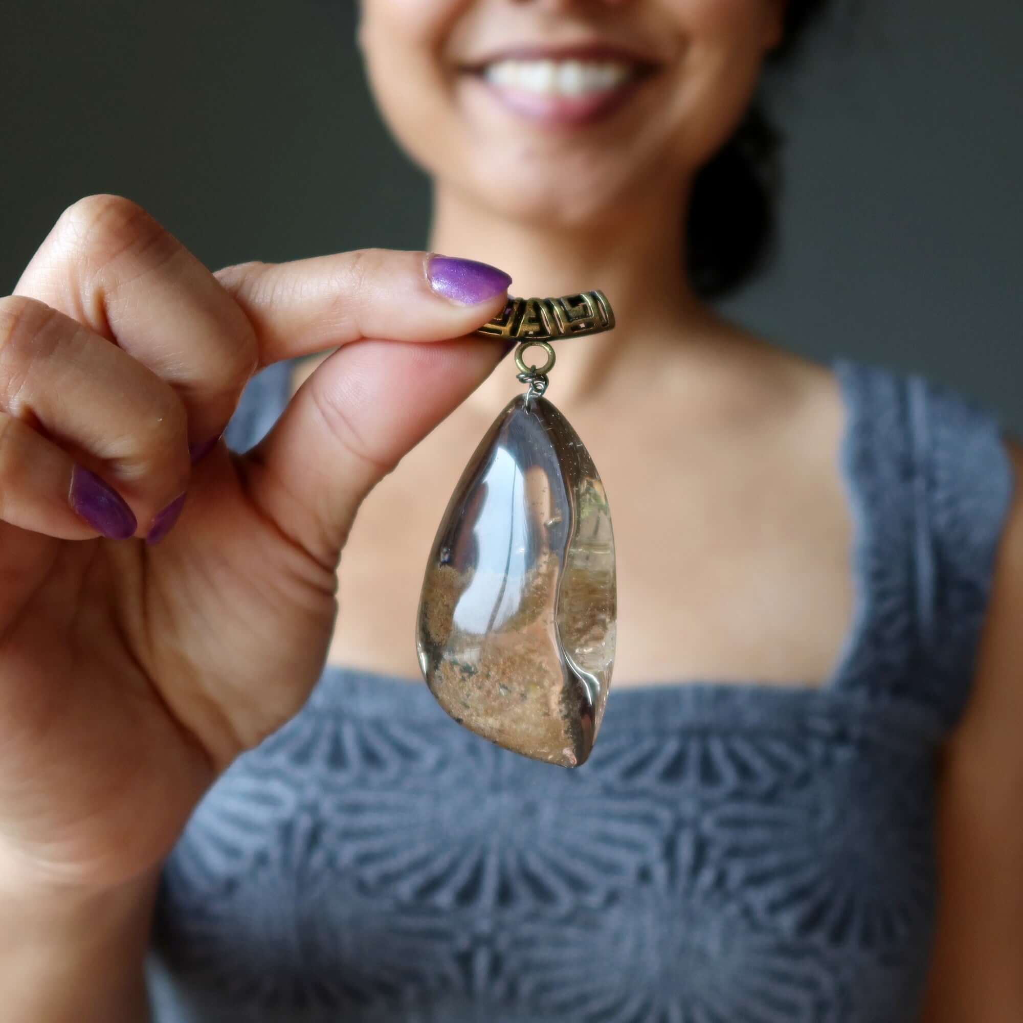 Pendentif Quartz Fumé Cristal Volonté Or