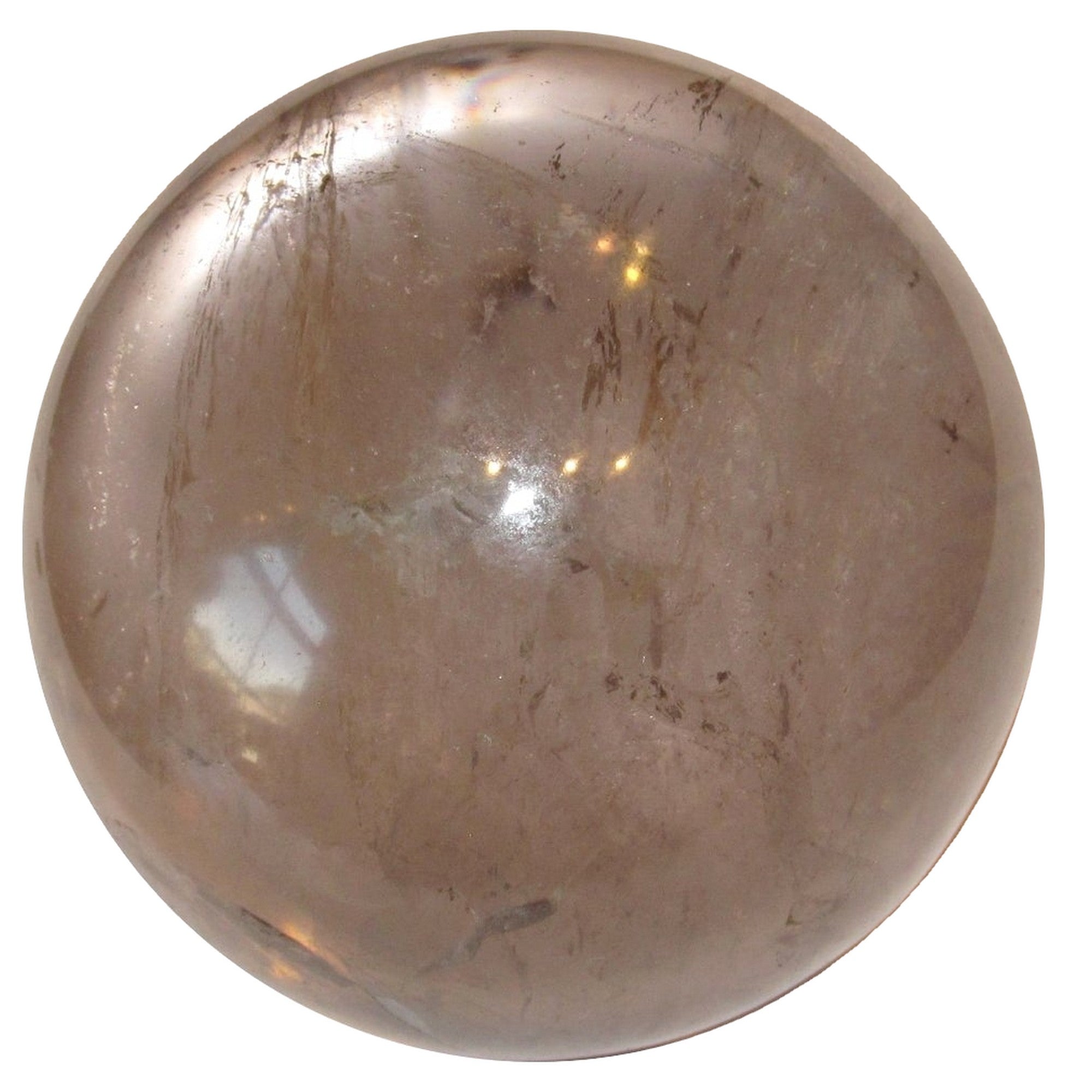 Sphère de quartz fumé Boule de cristal main aidante