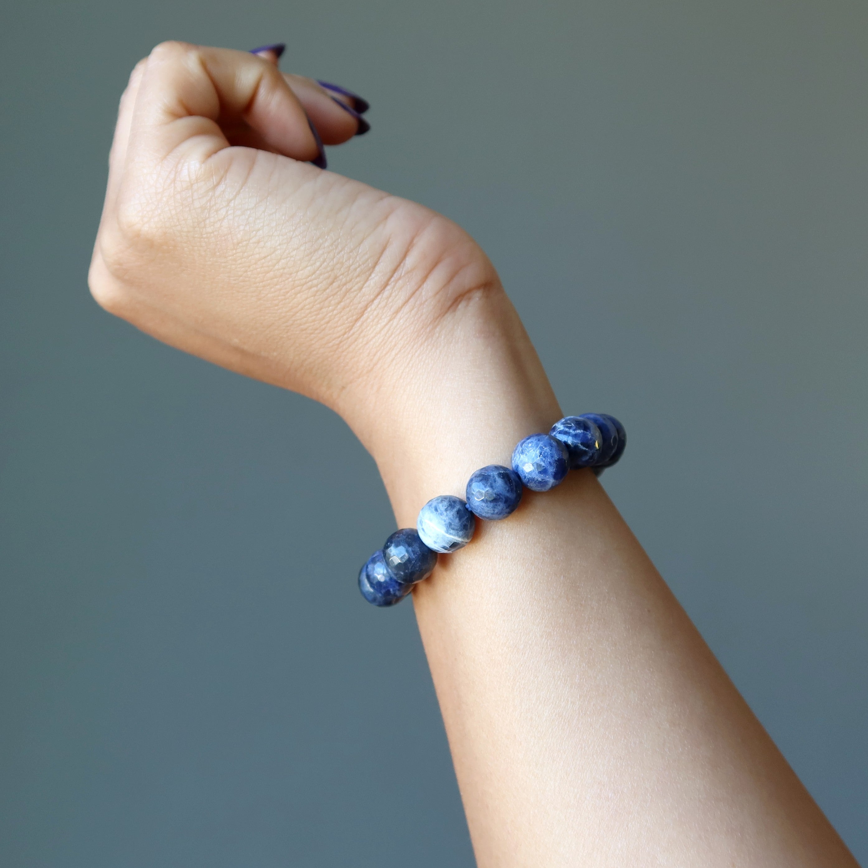 Sodalite Bracelet Blue Sparkling Sea Faceted Beads