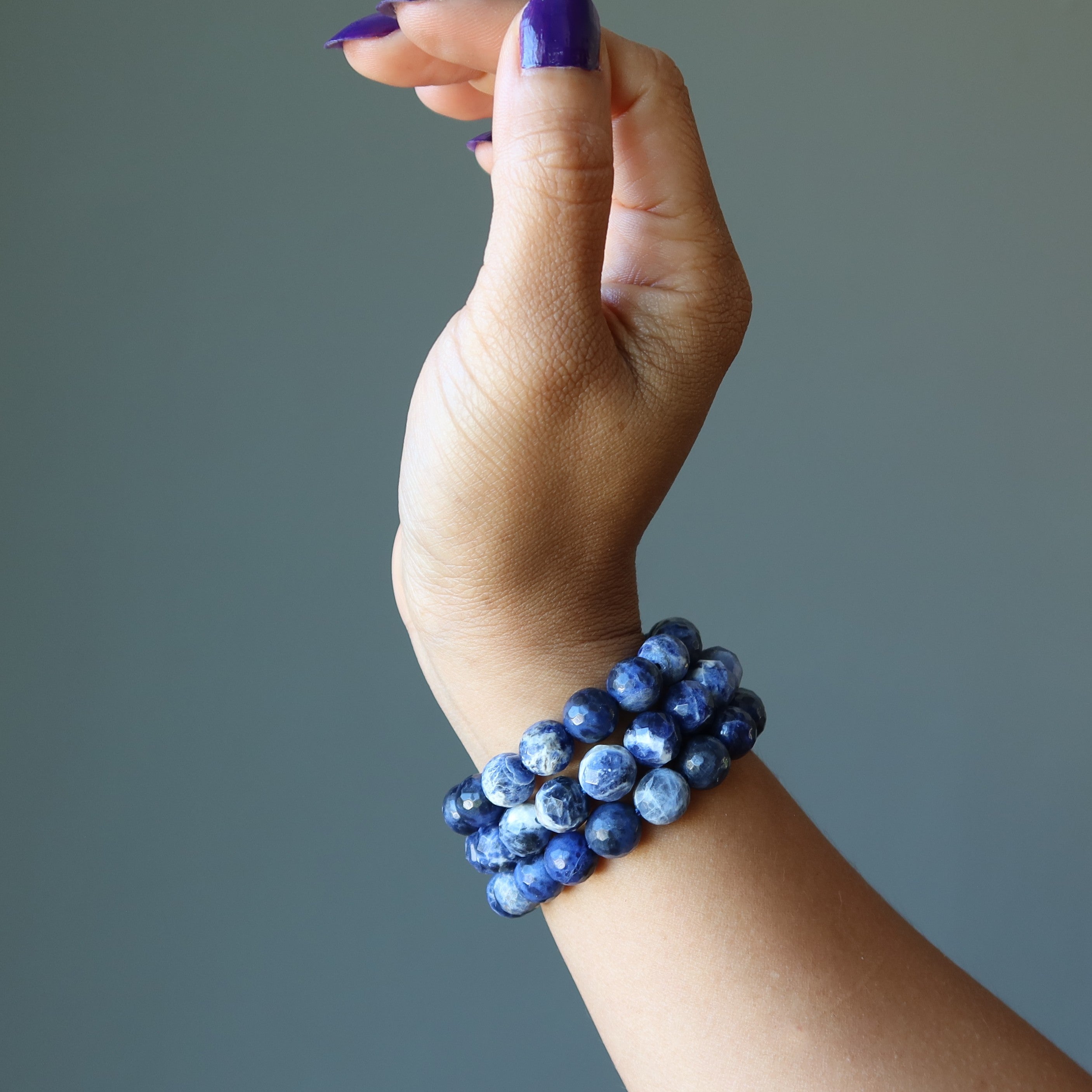 Sodalite Bracelet Blue Sparkling Sea Faceted Beads