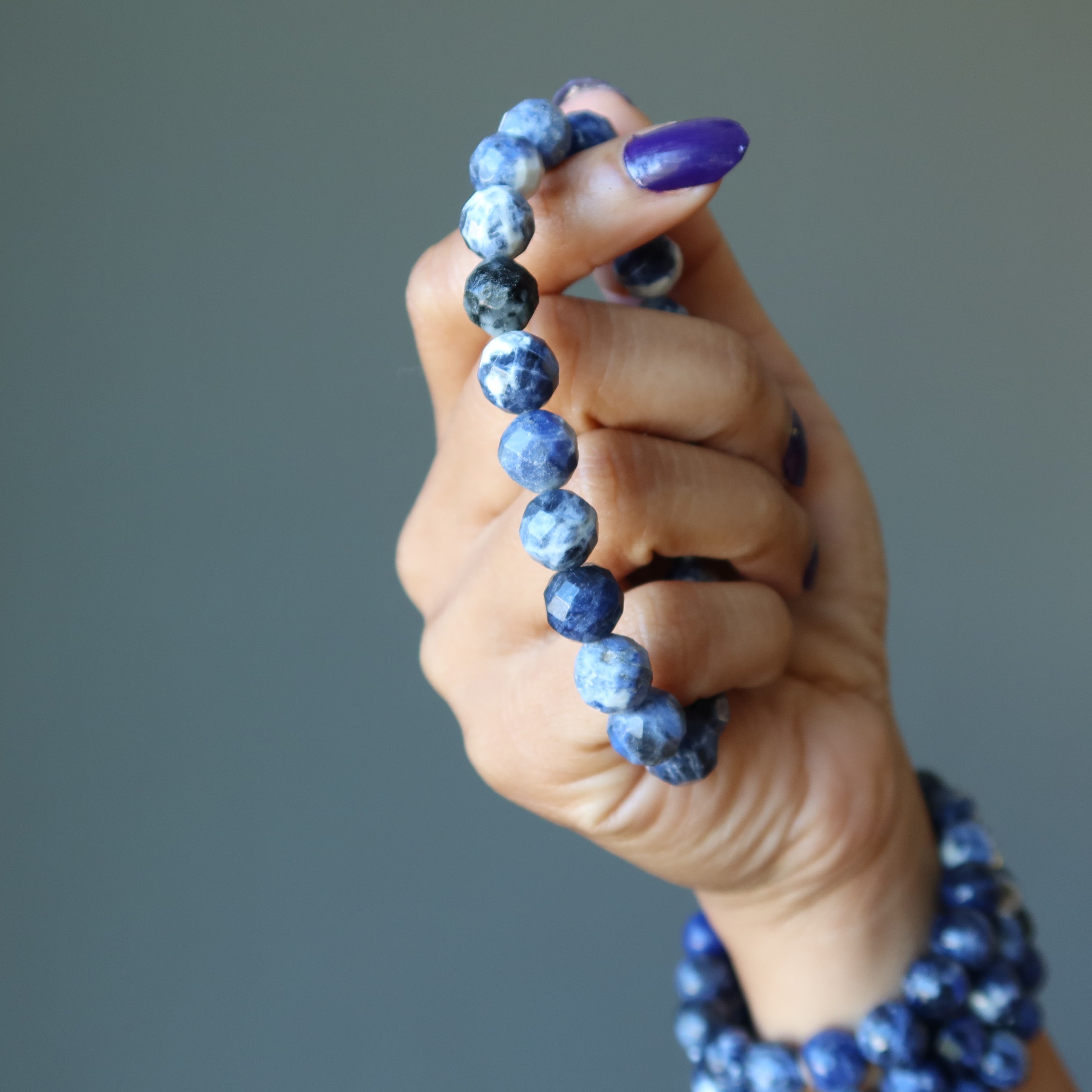 Sodalite Bracelet Blue Sparkling Sea Faceted Beads