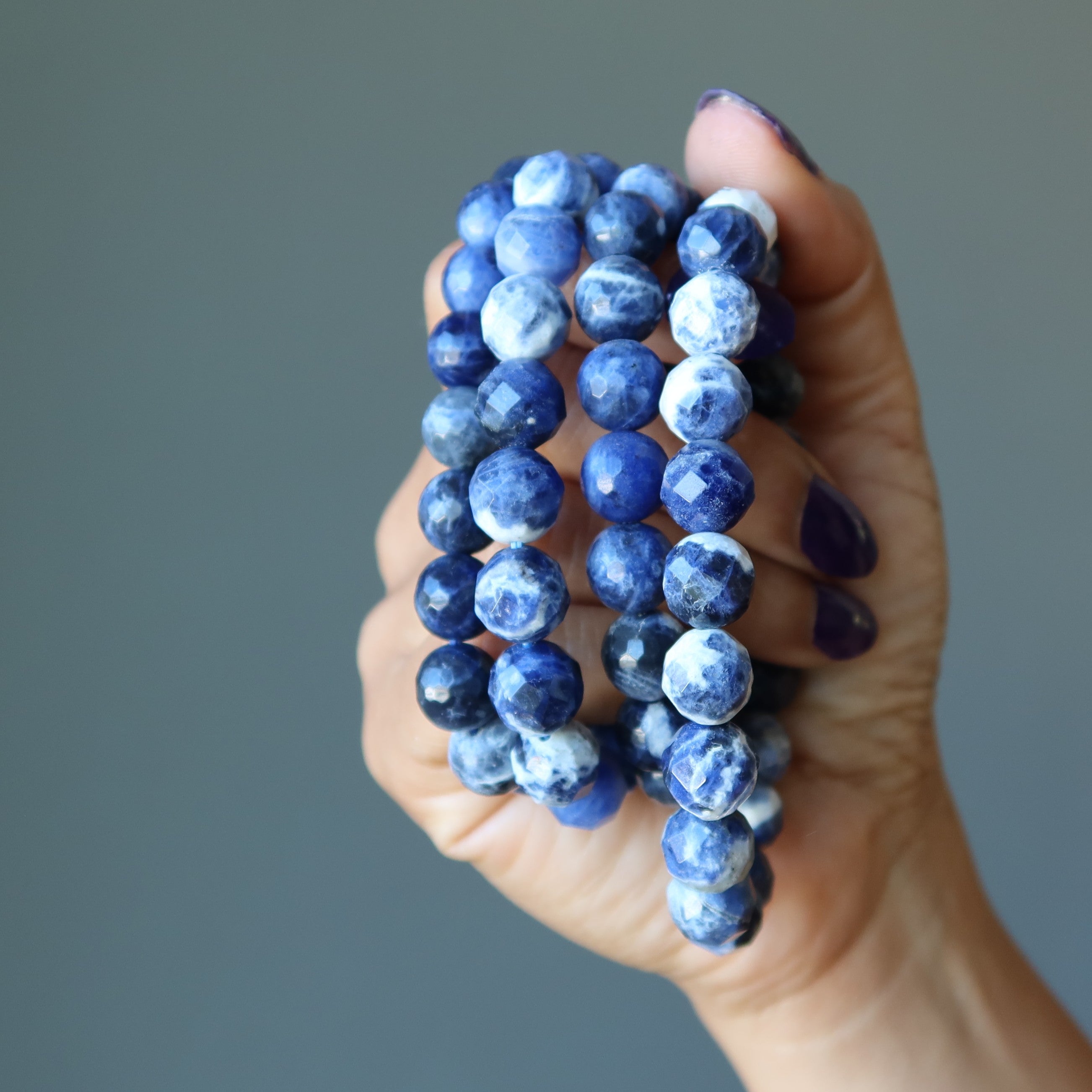 Sodalite Bracelet Blue Sparkling Sea Faceted Beads