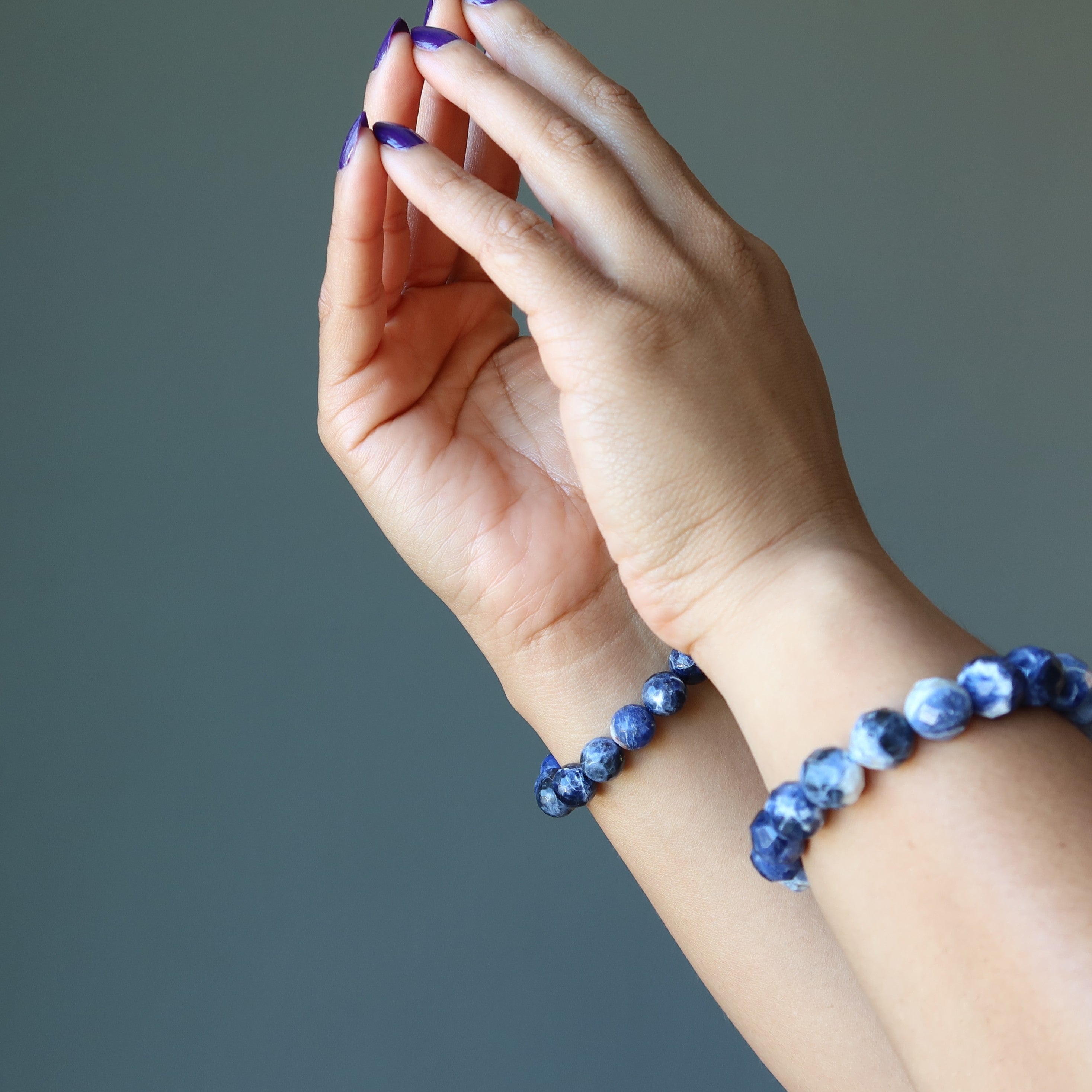 Sodalite Bracelet Blue Sparkling Sea Faceted Beads