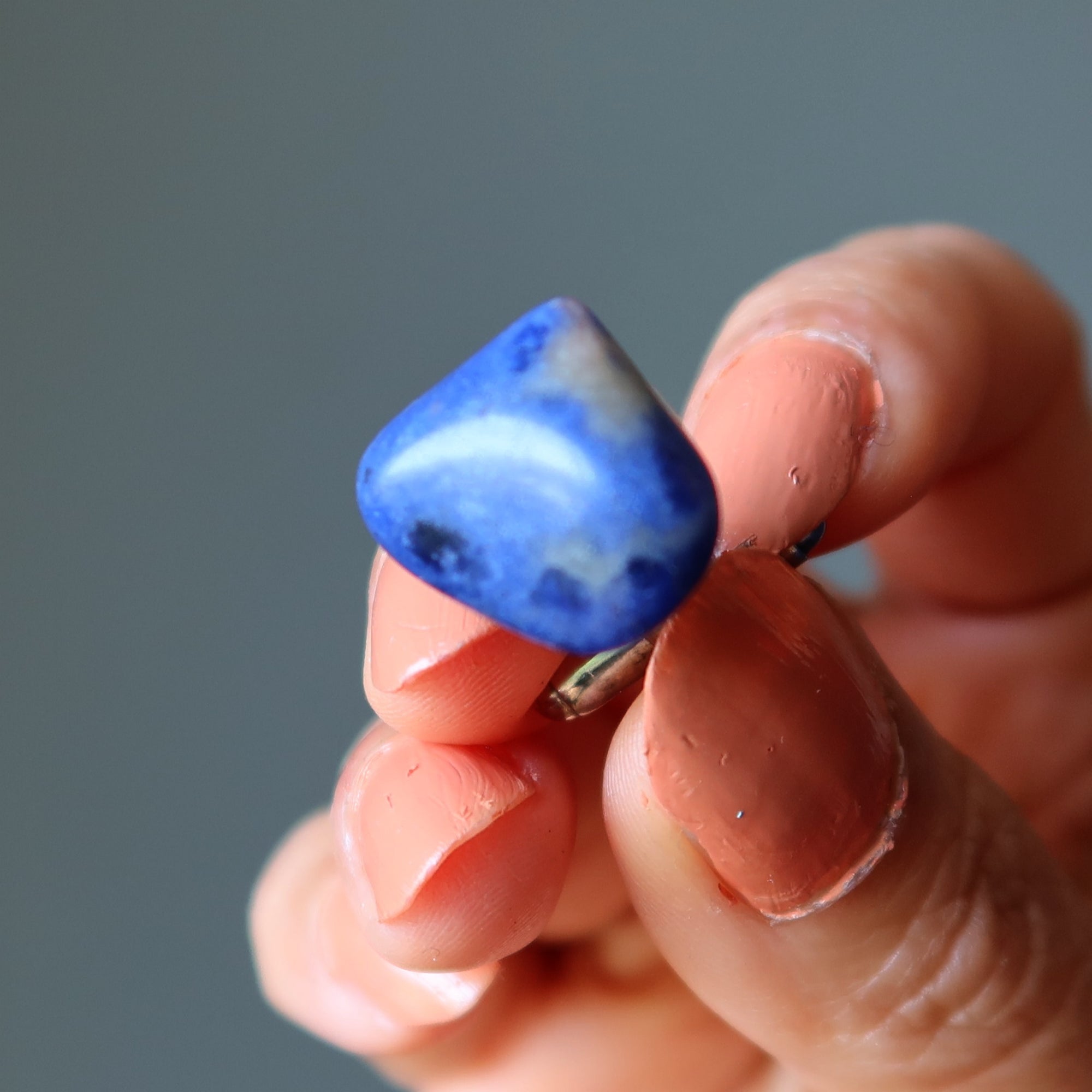Sodalith-Manschettenknöpfe Glattes und beruhigendes blaues getrommeltes Edelstein Silber
