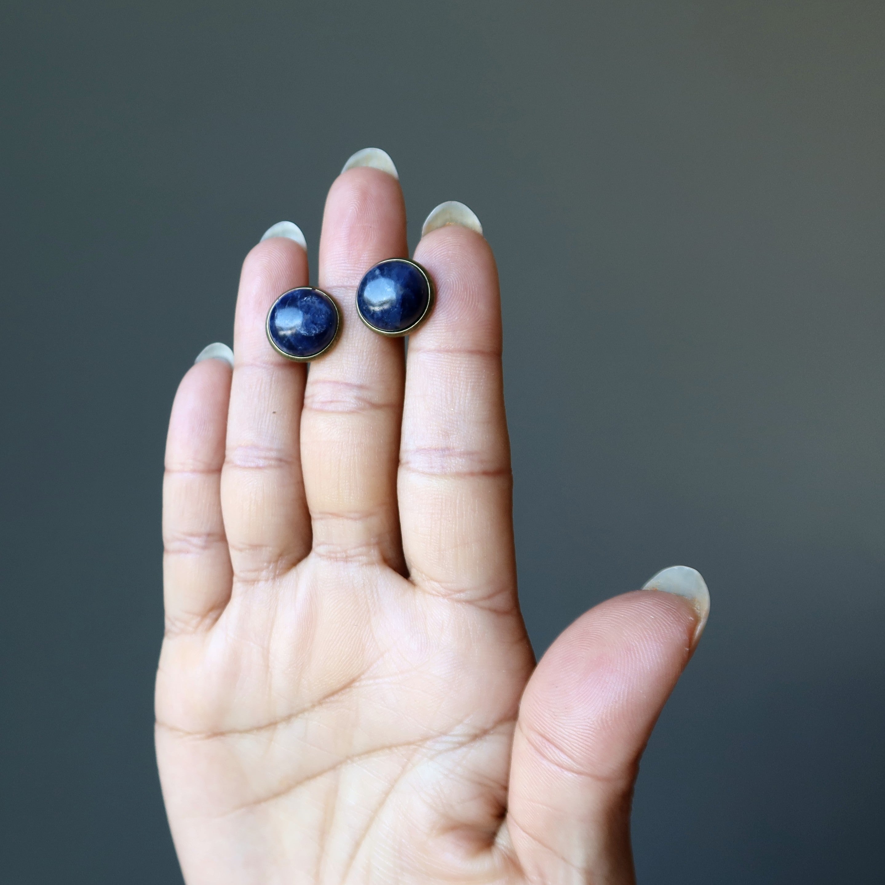 Boutons de Manchette en Sodalite Bleue Bronze Vieilli Professionnel