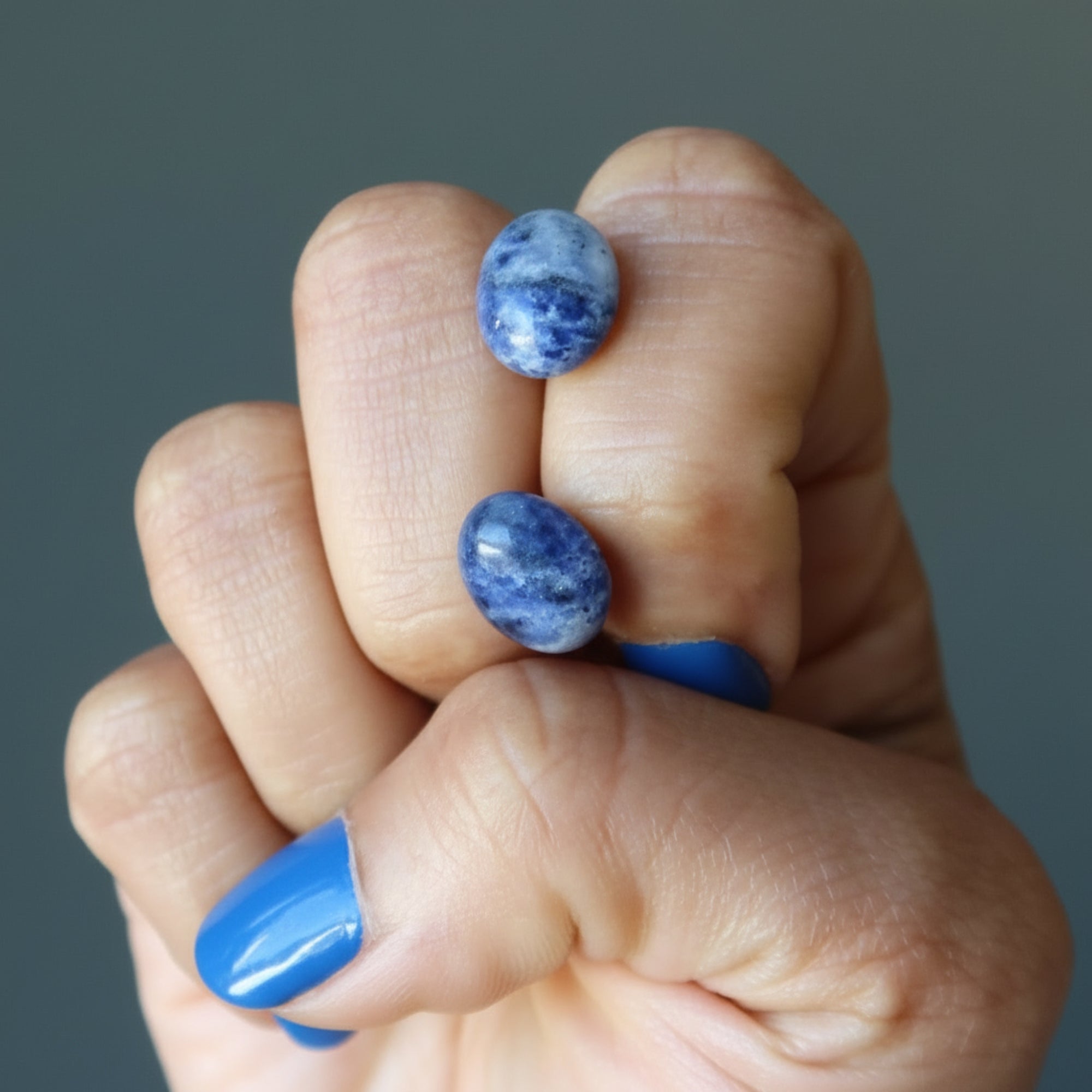 Sodalite Earrings Mindful Blue Studs Sterling Silver