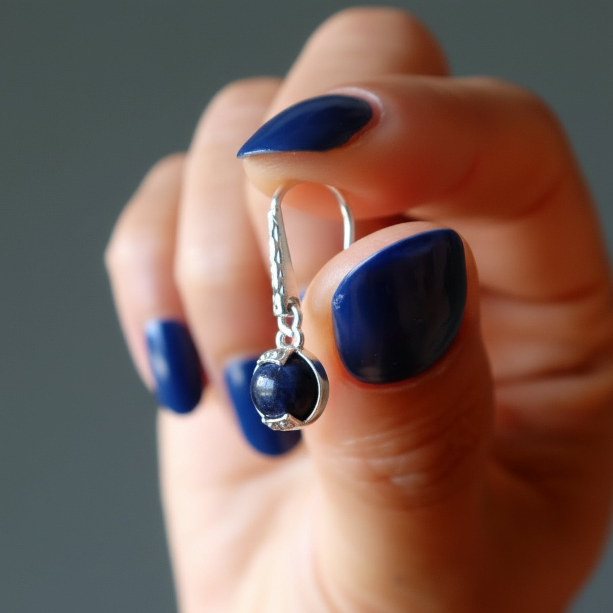 Sodalite Earrings Spiritual Blue Night Sterling Silver