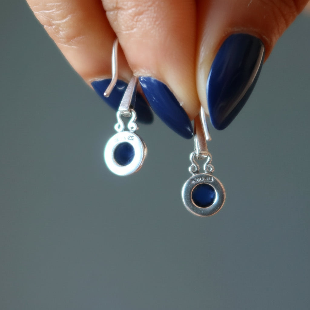 Sodalite Earrings Spiritual Blue Night Sterling Silver