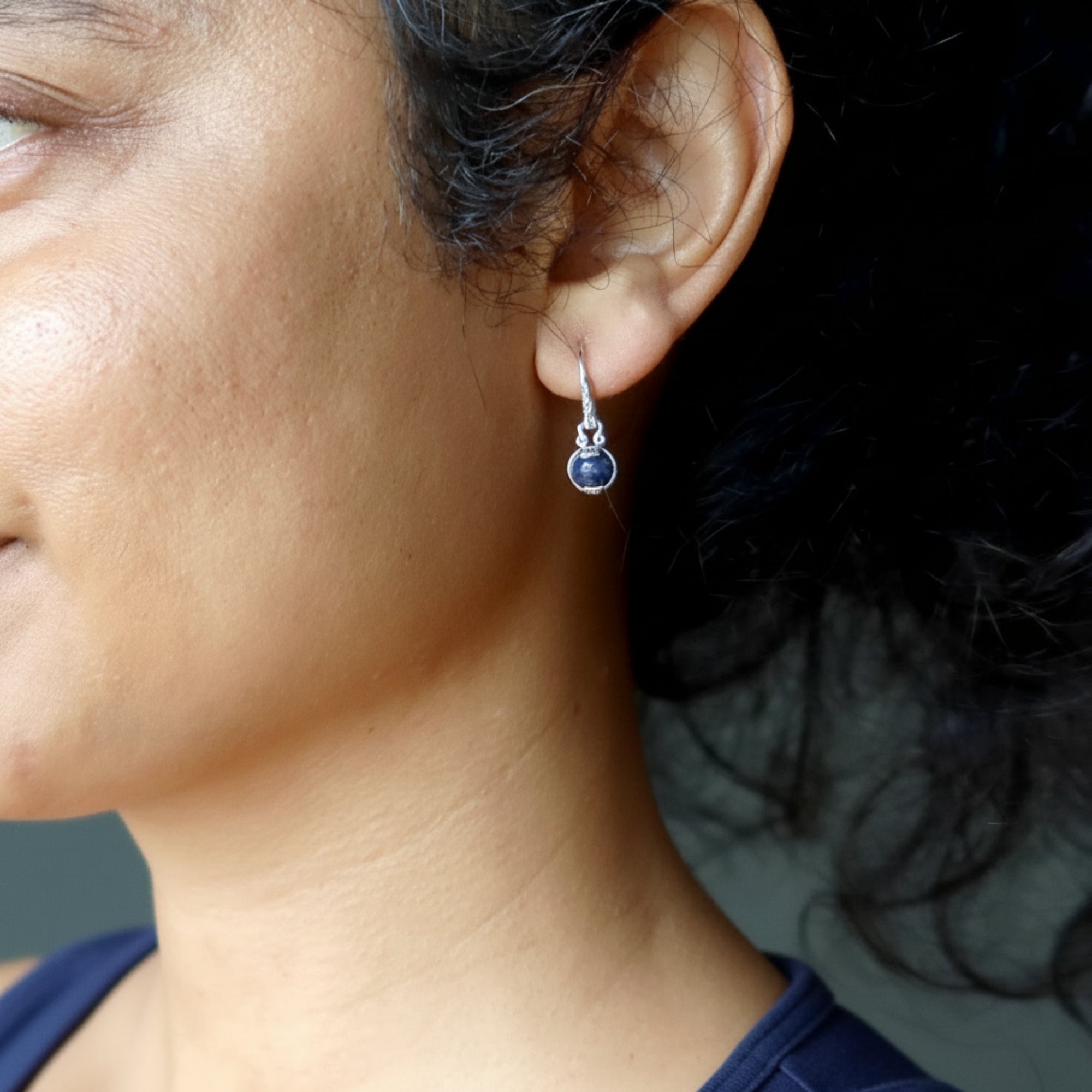 Sodalite Earrings Spiritual Blue Night Sterling Silver