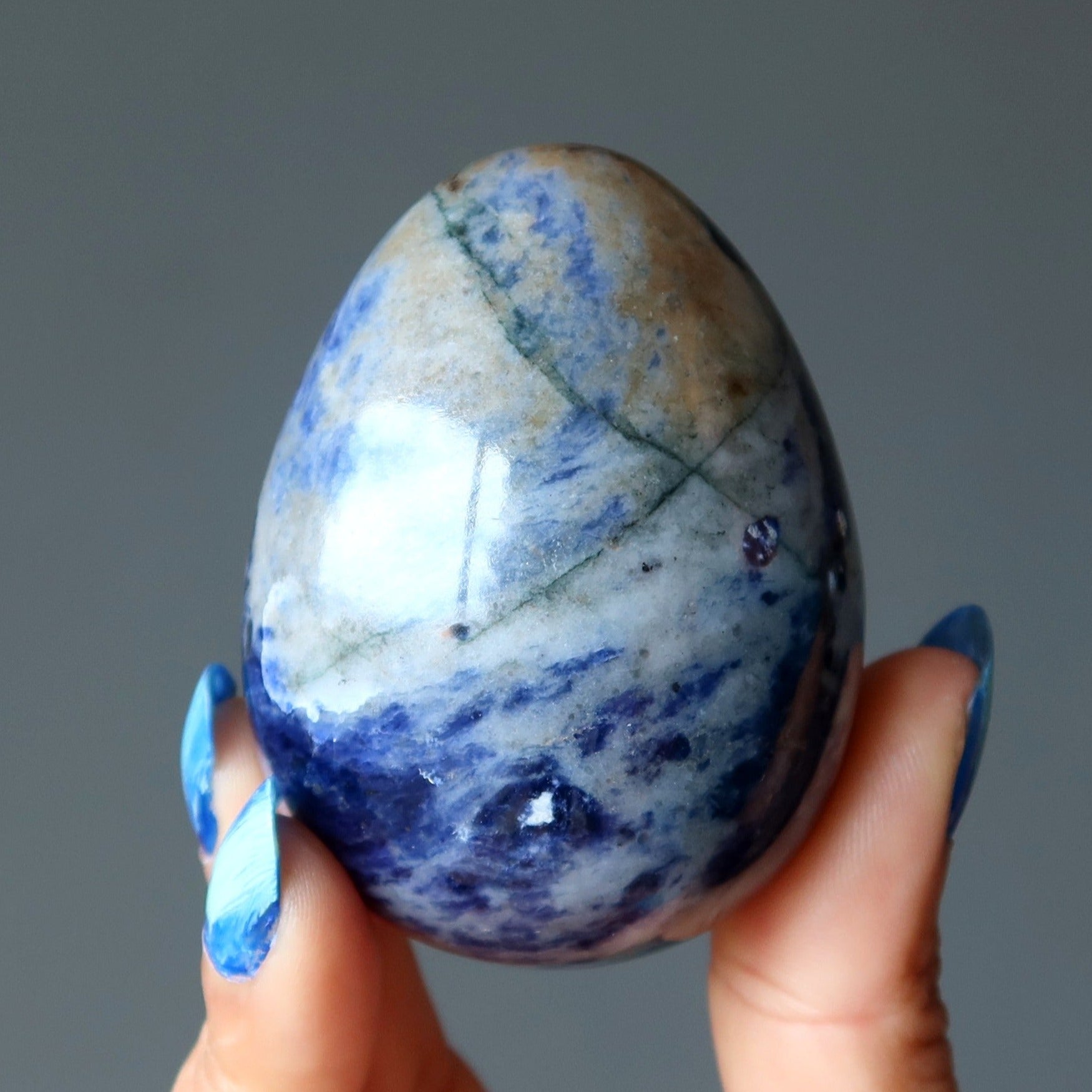 Sodalite Egg Blue Crack of Dawn Inspiration Crystal Stone