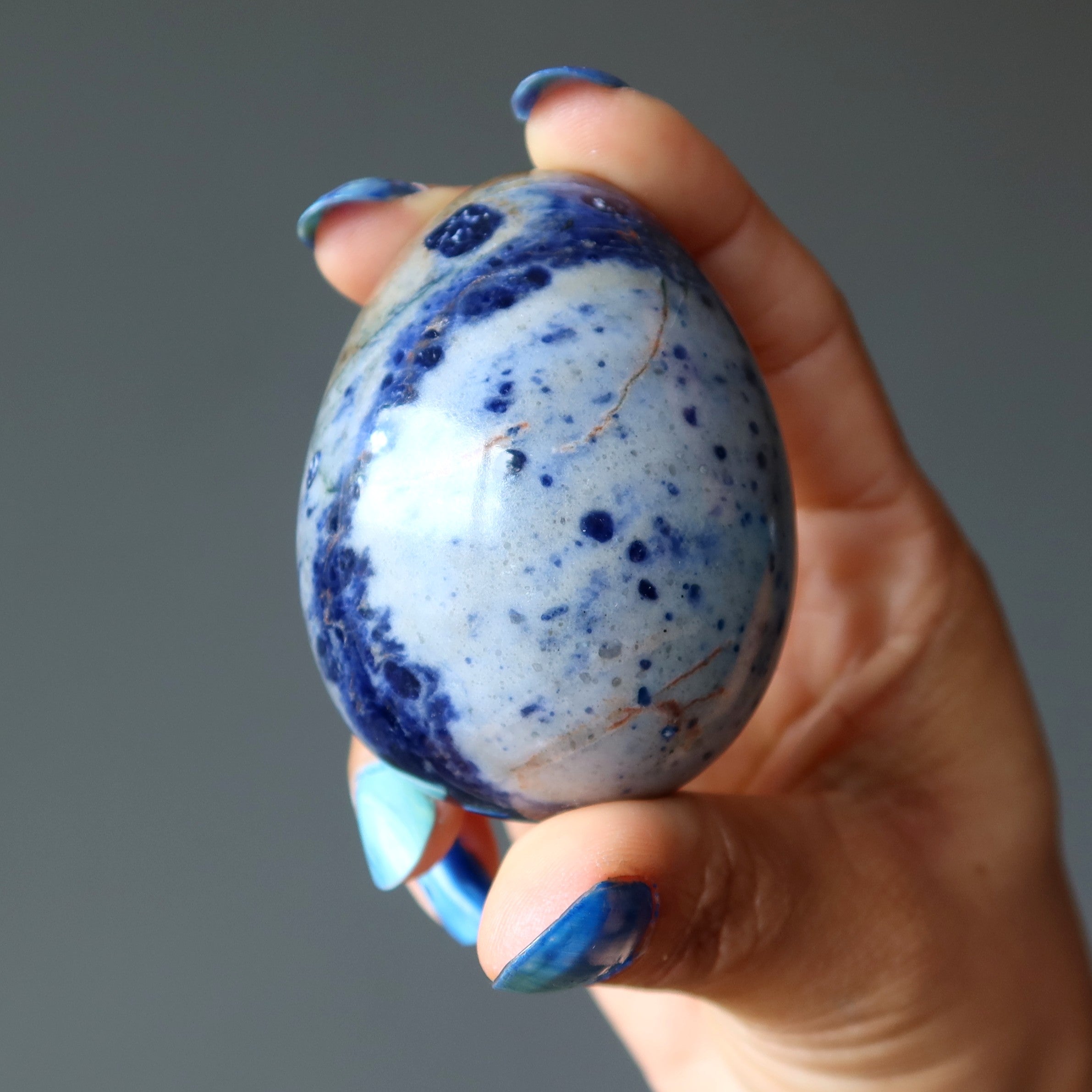 Sodalite Egg Blue Crack of Dawn Inspiration Crystal Stone