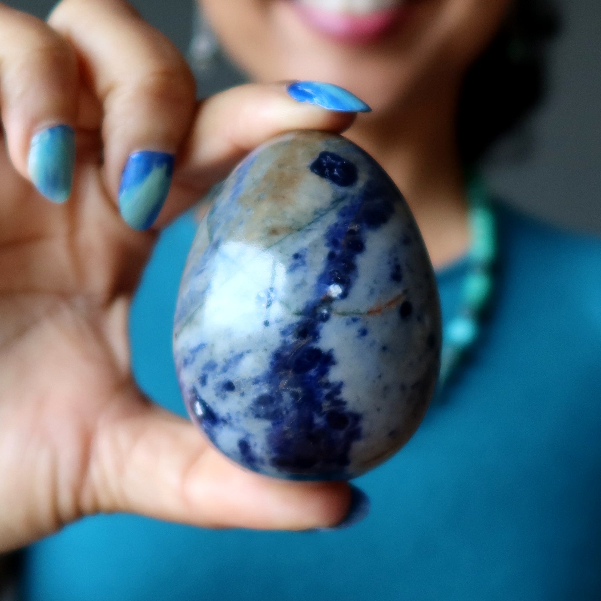 Sodalite Egg Blue Crack of Dawn Inspiration Crystal Stone