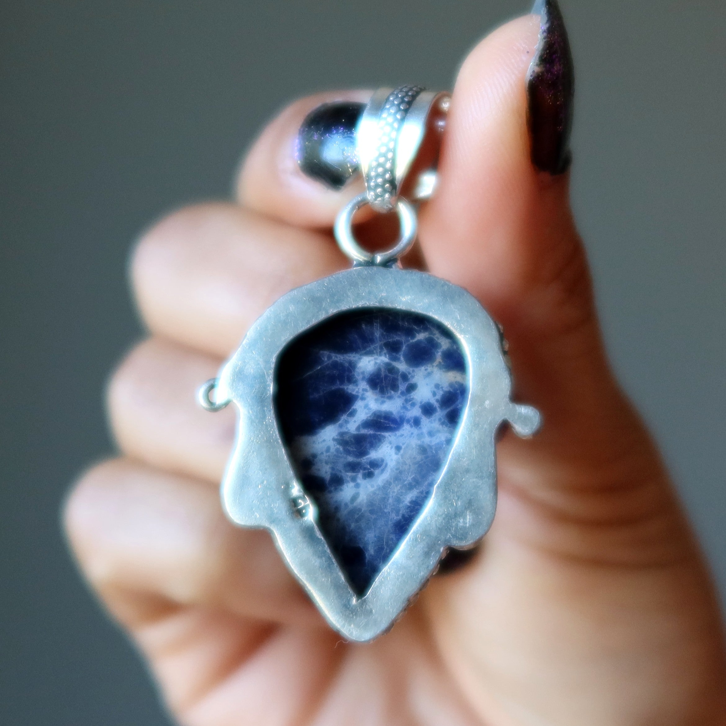 Sodalite Pendant Peace Please Blue Sterling Silver