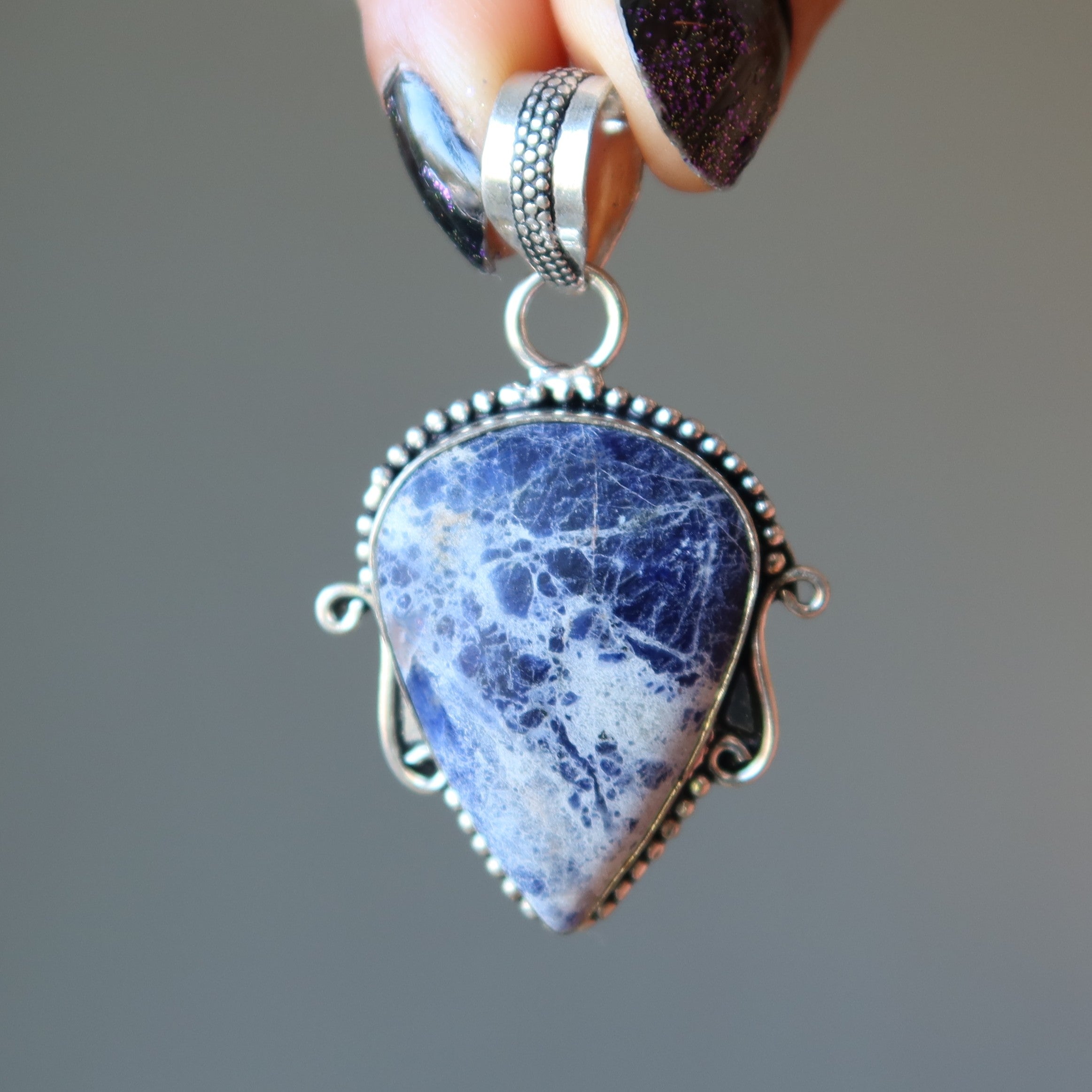 Sodalite Pendant Peace Please Blue Sterling Silver