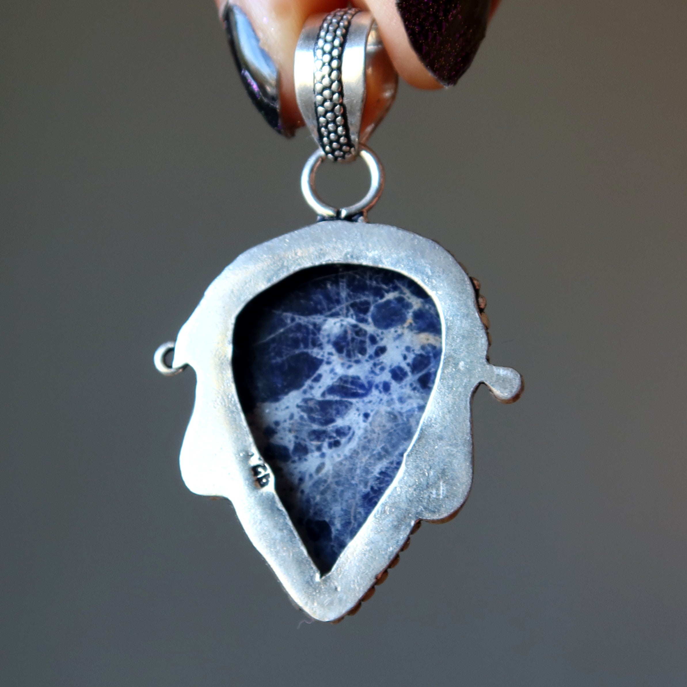 Sodalite Pendant Peace Please Blue Sterling Silver