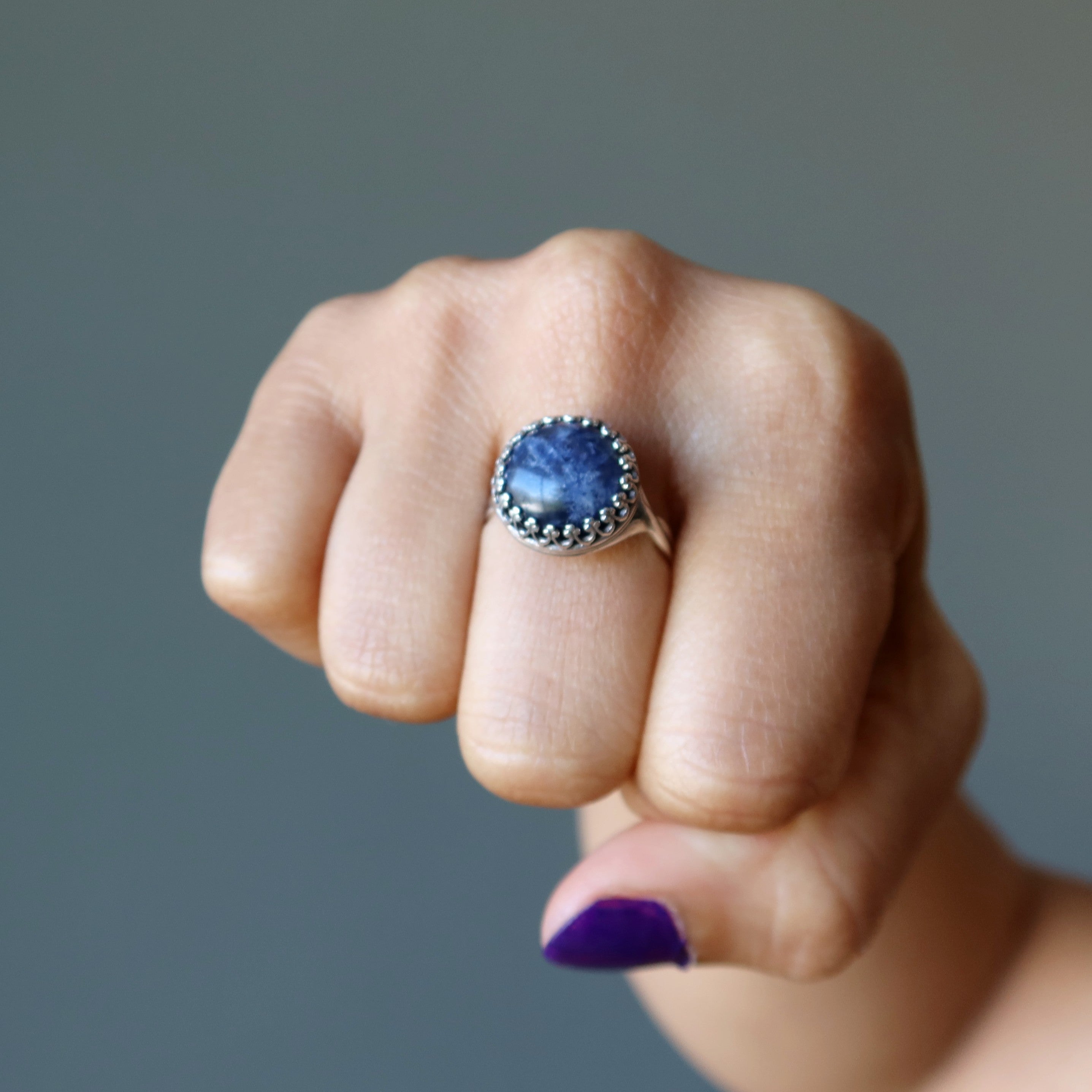 Sodalite Ring Magic Vision Sterling Silver Adjustable