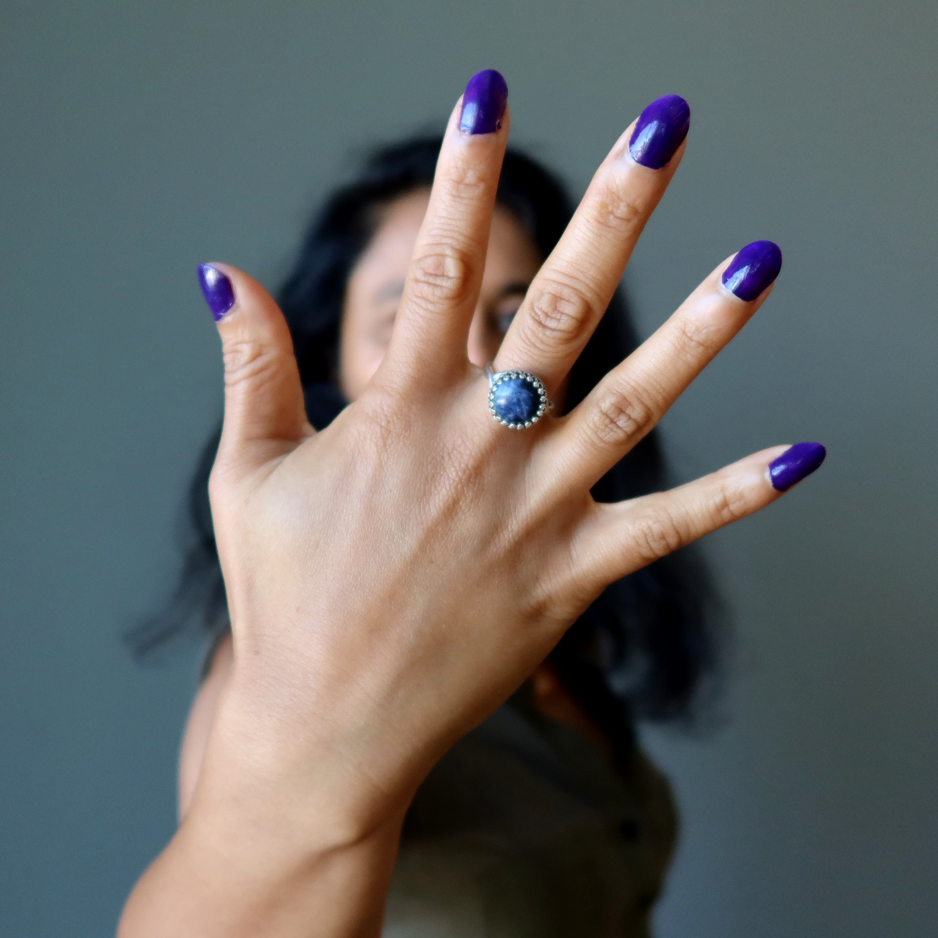 Sodalite Ring Magic Vision Sterling Silver Adjustable