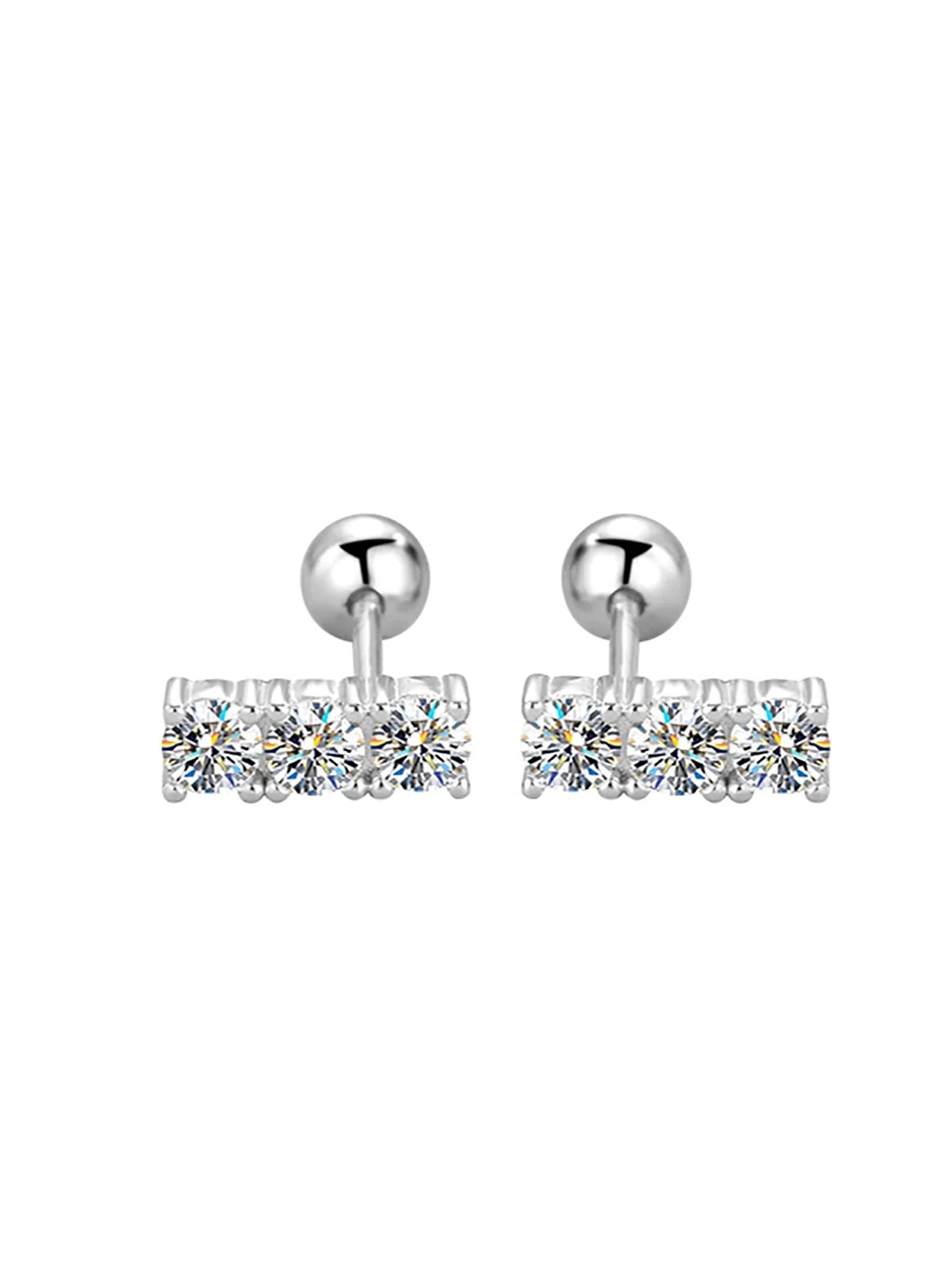Boucles d'oreilles clous en argent sterling 925 Moissanite 0,6 ct total rangée droite