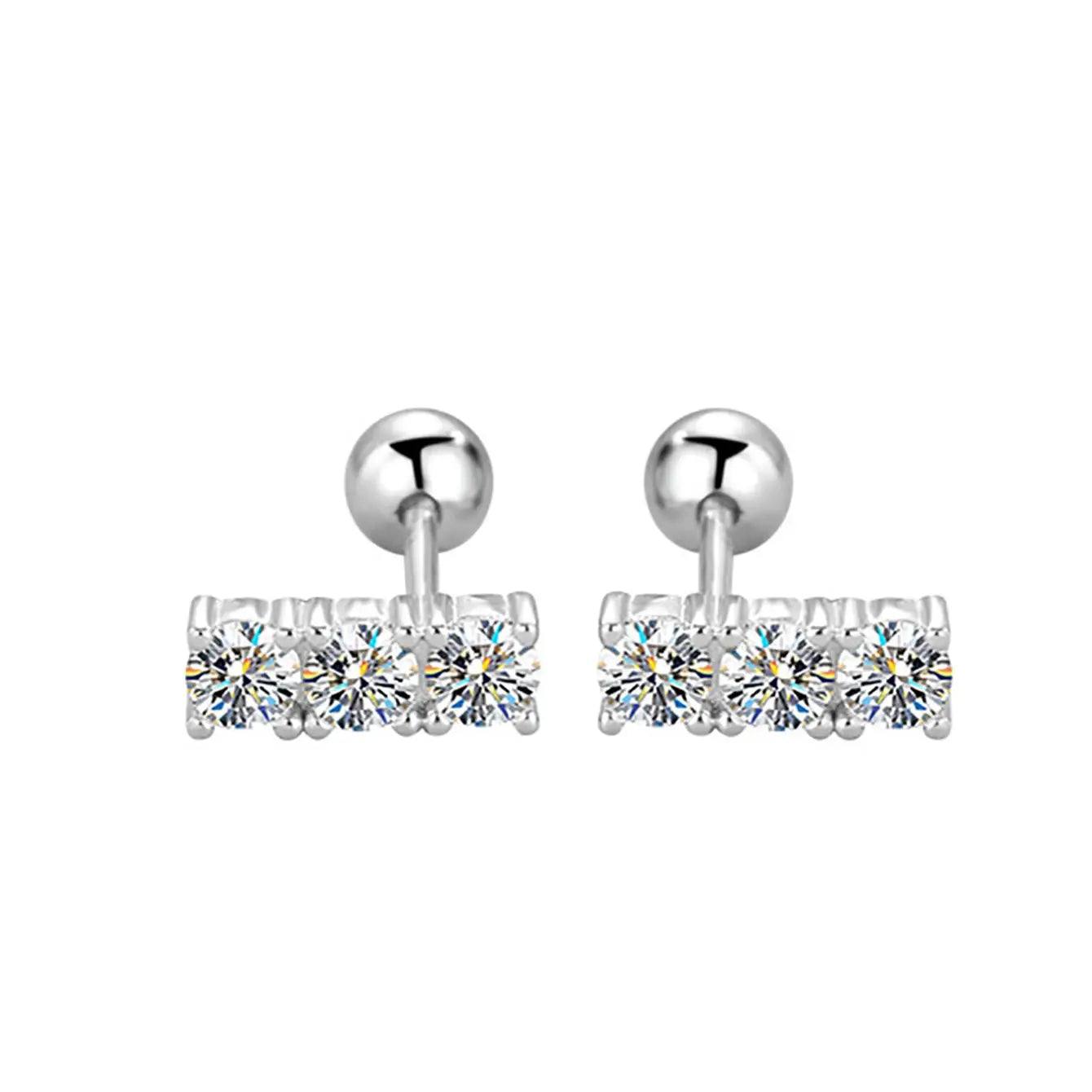 Boucles d'oreilles clous en argent sterling 925 Moissanite 0,6 ct total rangée droite