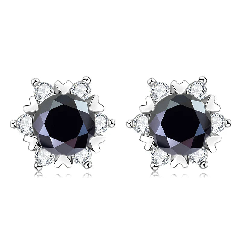 Sterling Silver S925 Moissanite Snowflake Stud Earrings 6-Claw Valentine's