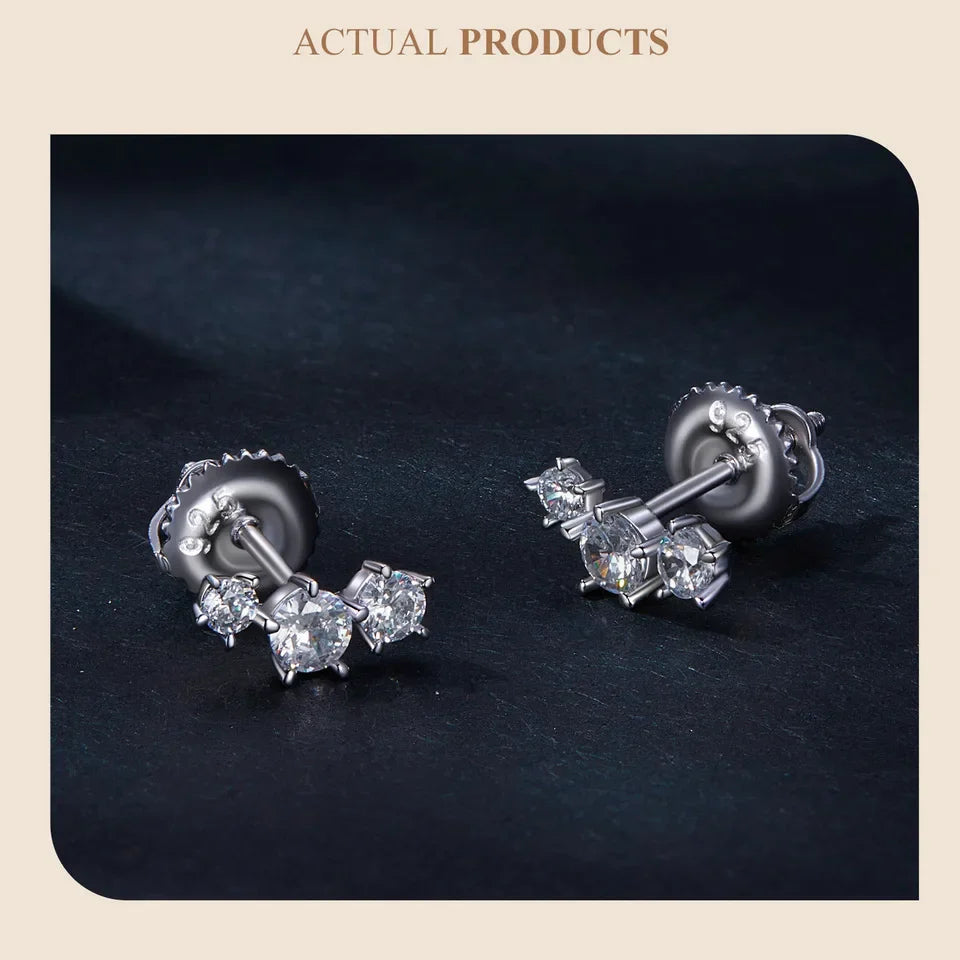 Boucles d'oreilles clous étoiles en argent sterling S925 moissanite, à vis, cadeau de fiançailles