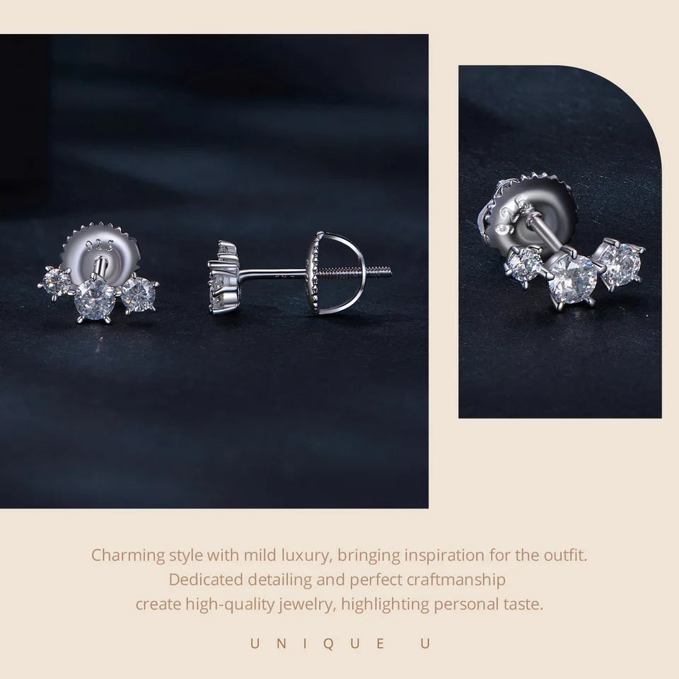 Boucles d'oreilles clous étoiles en argent sterling S925 moissanite, à vis, cadeau de fiançailles