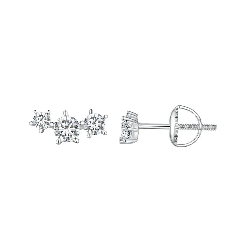 Boucles d'oreilles clous étoiles en argent sterling S925 moissanite, à vis, cadeau de fiançailles